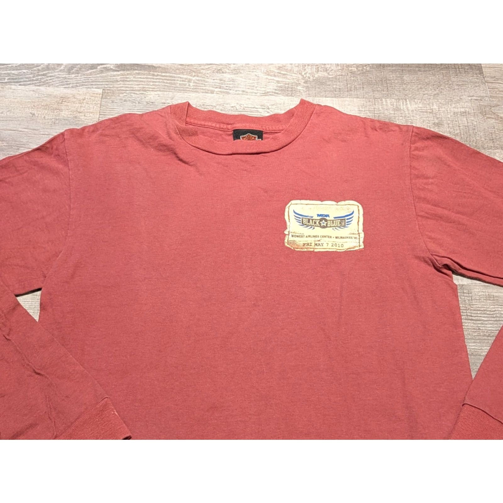 Harley Davidson Harley-Davidson Tee Shirt Adult M Long Sleeve Black And Blue Ball 2010 USA Made T-Shirt Mens Womens Regular Size Medium Cotton 100% Size M / US 6-8 / IT 42-44 - 2 Thumbnail