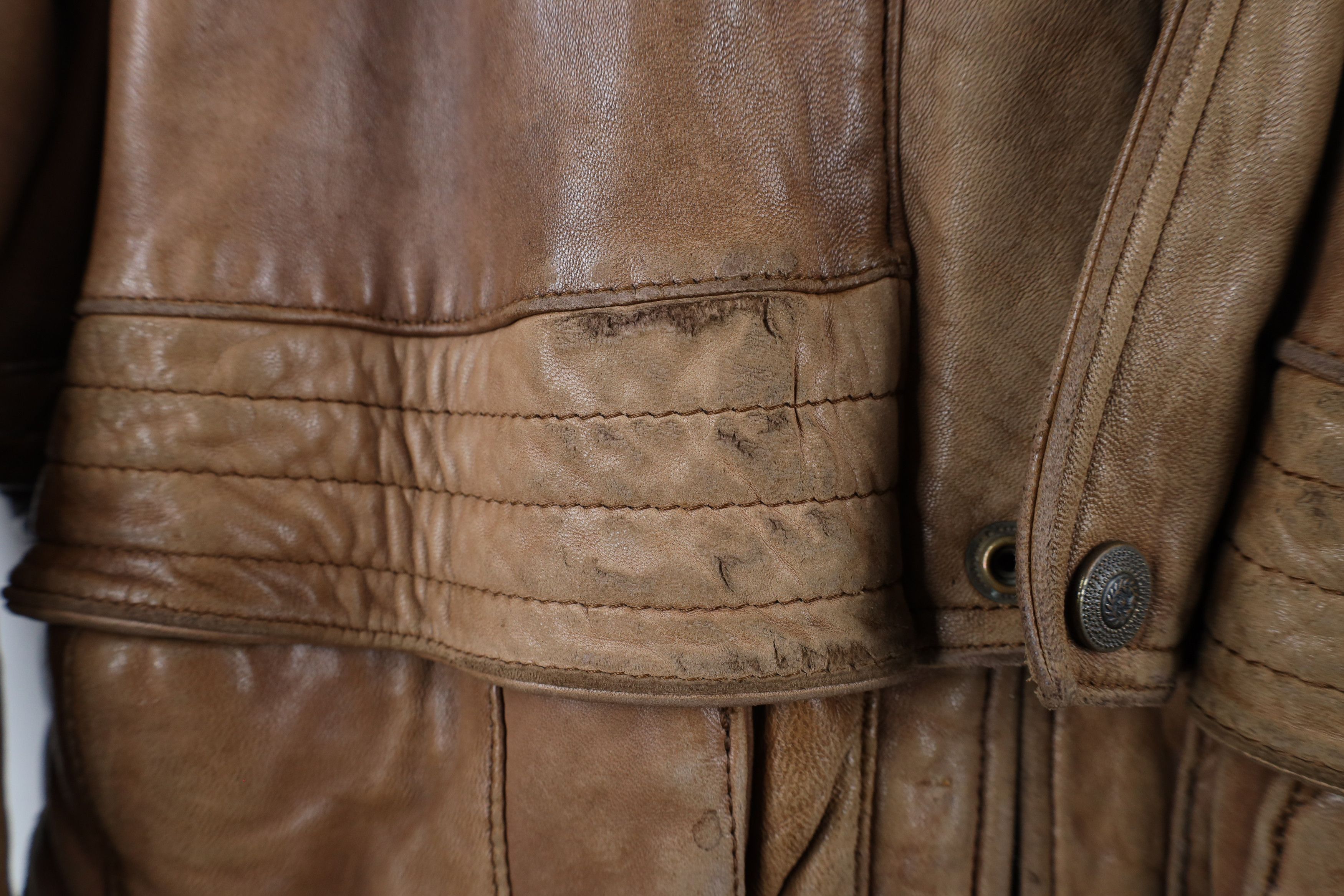 Vintage Vintage 90s Streetwear Leather Flight Bomber Jacket Brown Size US L / EU 52-54 / 3 - 4 Thumbnail