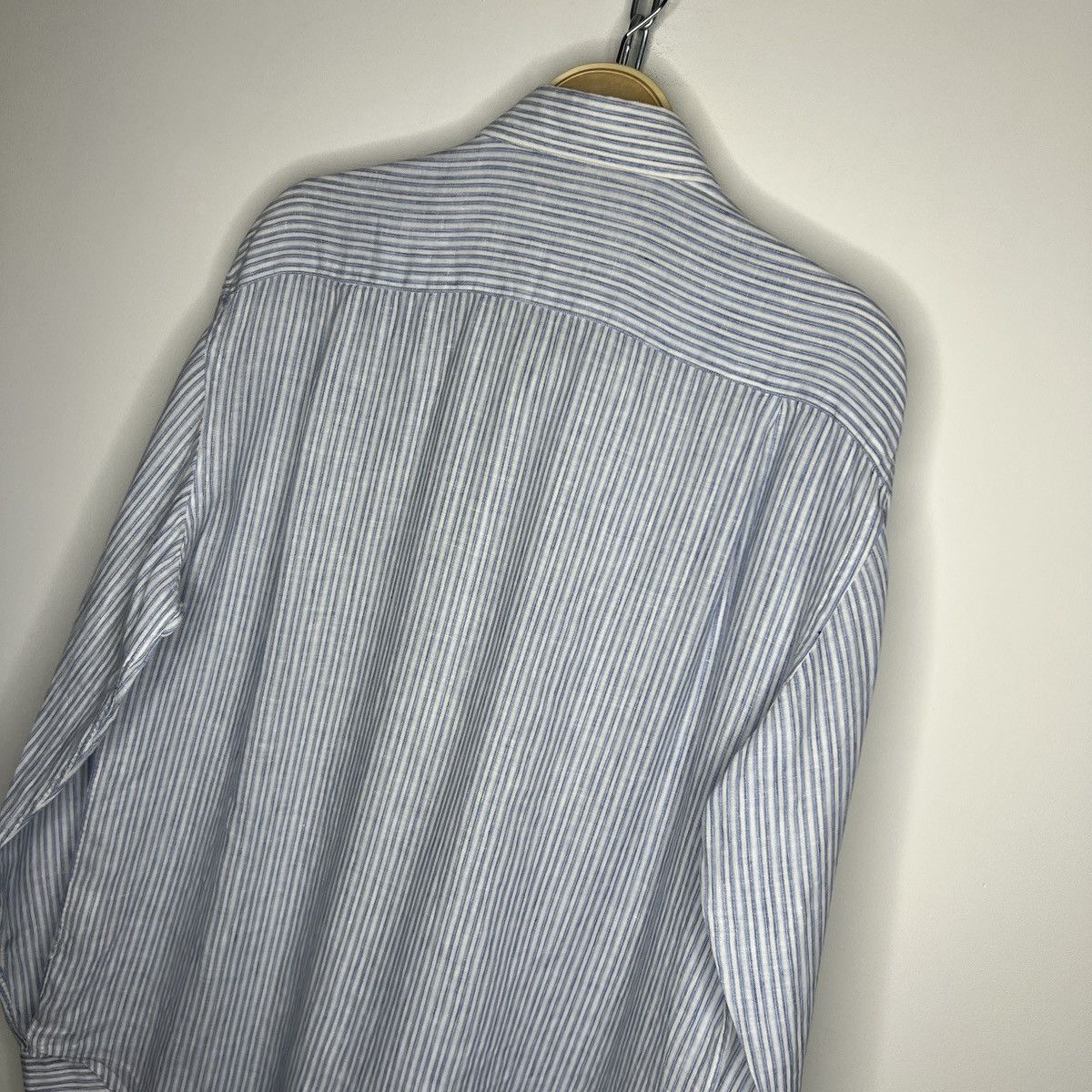 Loro Piana Loro Piana Light Blue White Old money Linen Shirt Button Up Size US XL / EU 56 / 4 - 8 Thumbnail