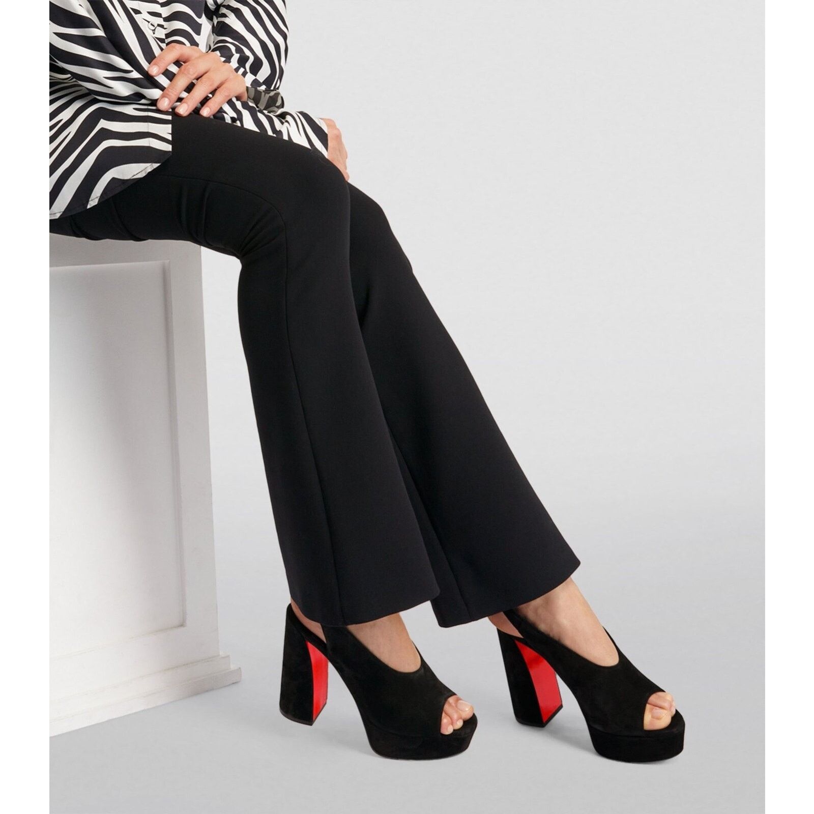 Christian Louboutin Movida Irina 130 Black Platform Sandal Block Heel Pump 40 Size US 10 / IT 40 - 3 Thumbnail