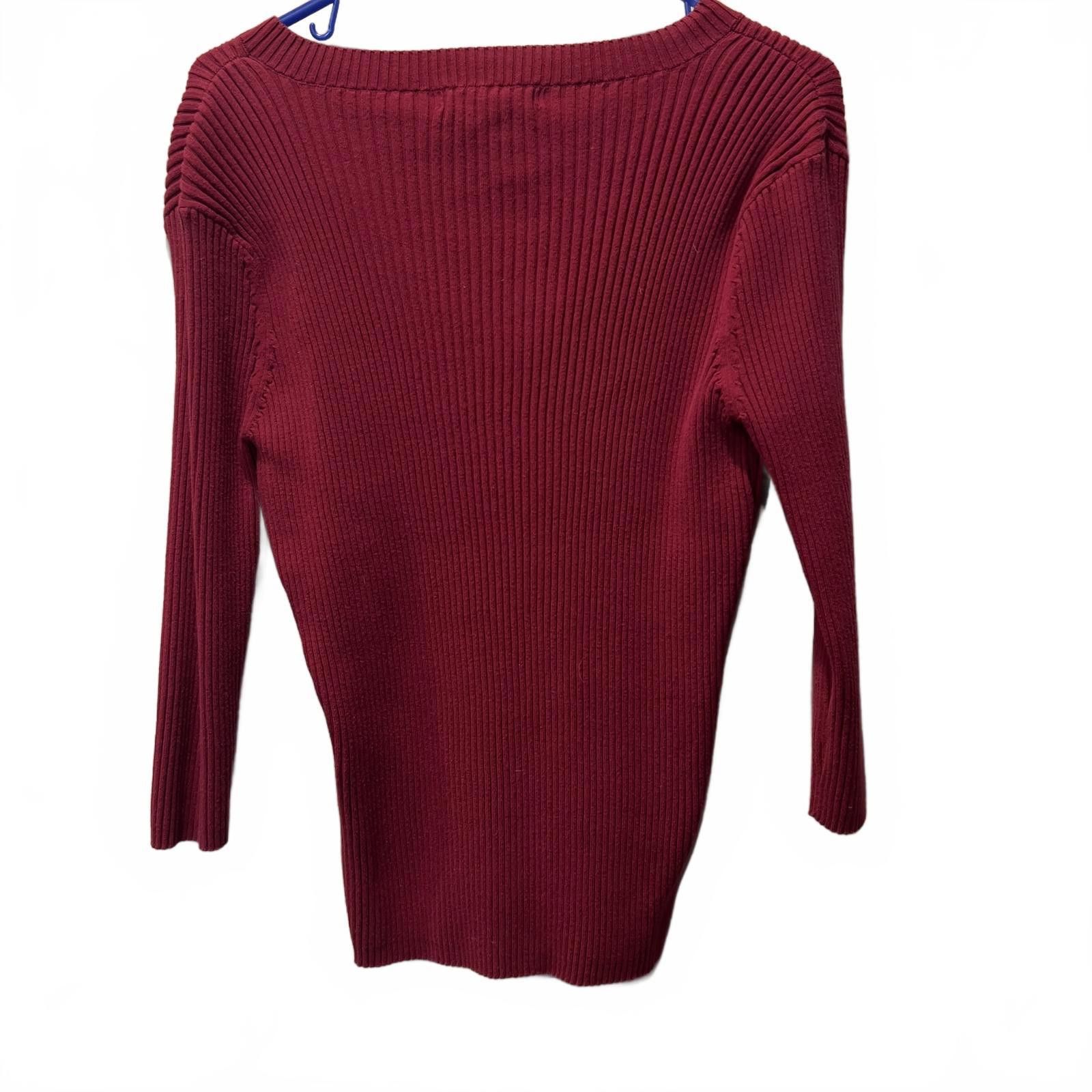 Other August Silk Women's Ribbed V-Neck Sweater - XL Size XL / US 12-14 / IT 48-50 - 2 Thumbnail
