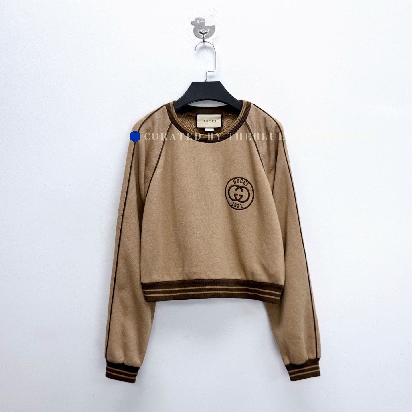Gucci Gucci Chocolate Brown Embroidered Double G Cropped Sweatshirt Size US M / EU 48-50 / 2 - 1 Thumbnail