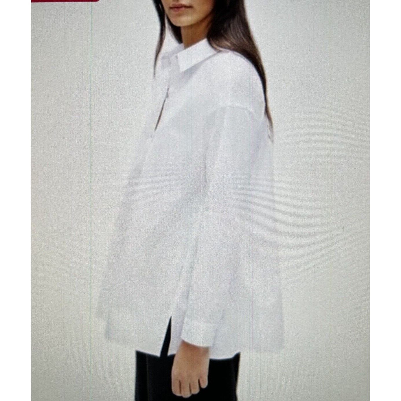 Eileen Fisher White Organic Cotton Classic Collar Long Shirt