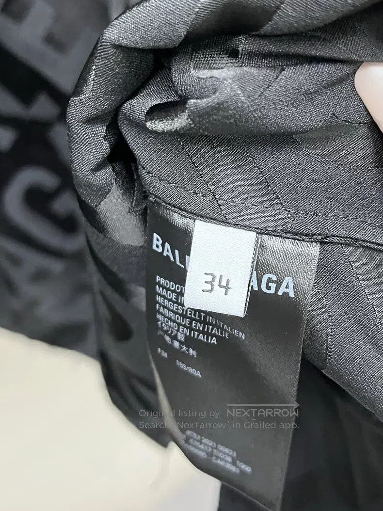 Balenciaga Balenciaga Dark Patterned Logo Lettering Silk Shirt Size XXS / US 00 / IT 34 - 4 Thumbnail