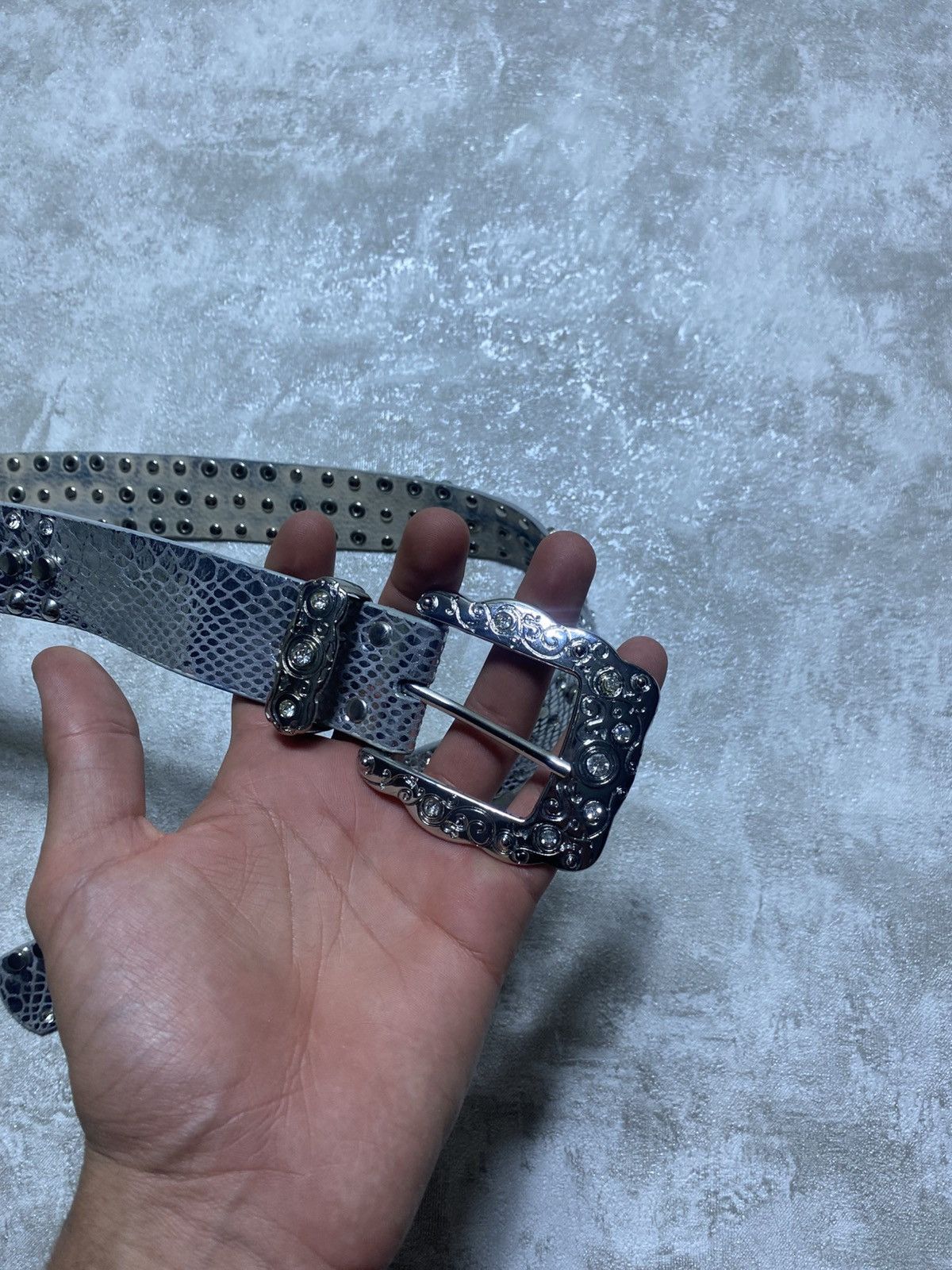 B.B. Simon Vintage Silver Snakeskin Rhinestone Belt Cyber Y2K B.BSimone Size ONE SIZE - 5 Thumbnail