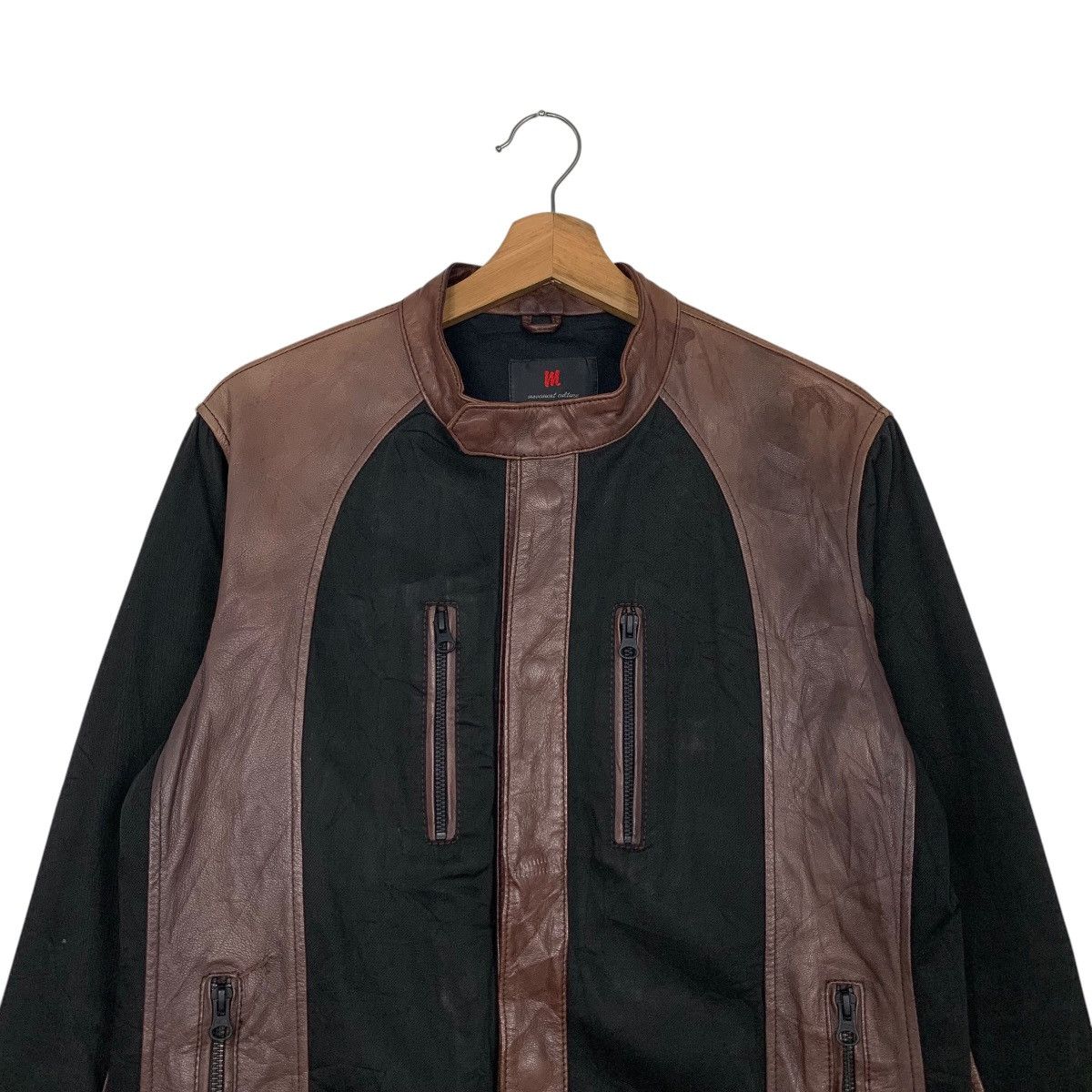 Japanese Brand Y2K MOVEMENT CULTURE Hybrid Leather Jacket #2723-C122 Size US S / EU 44-46 / 1 - 2 Thumbnail