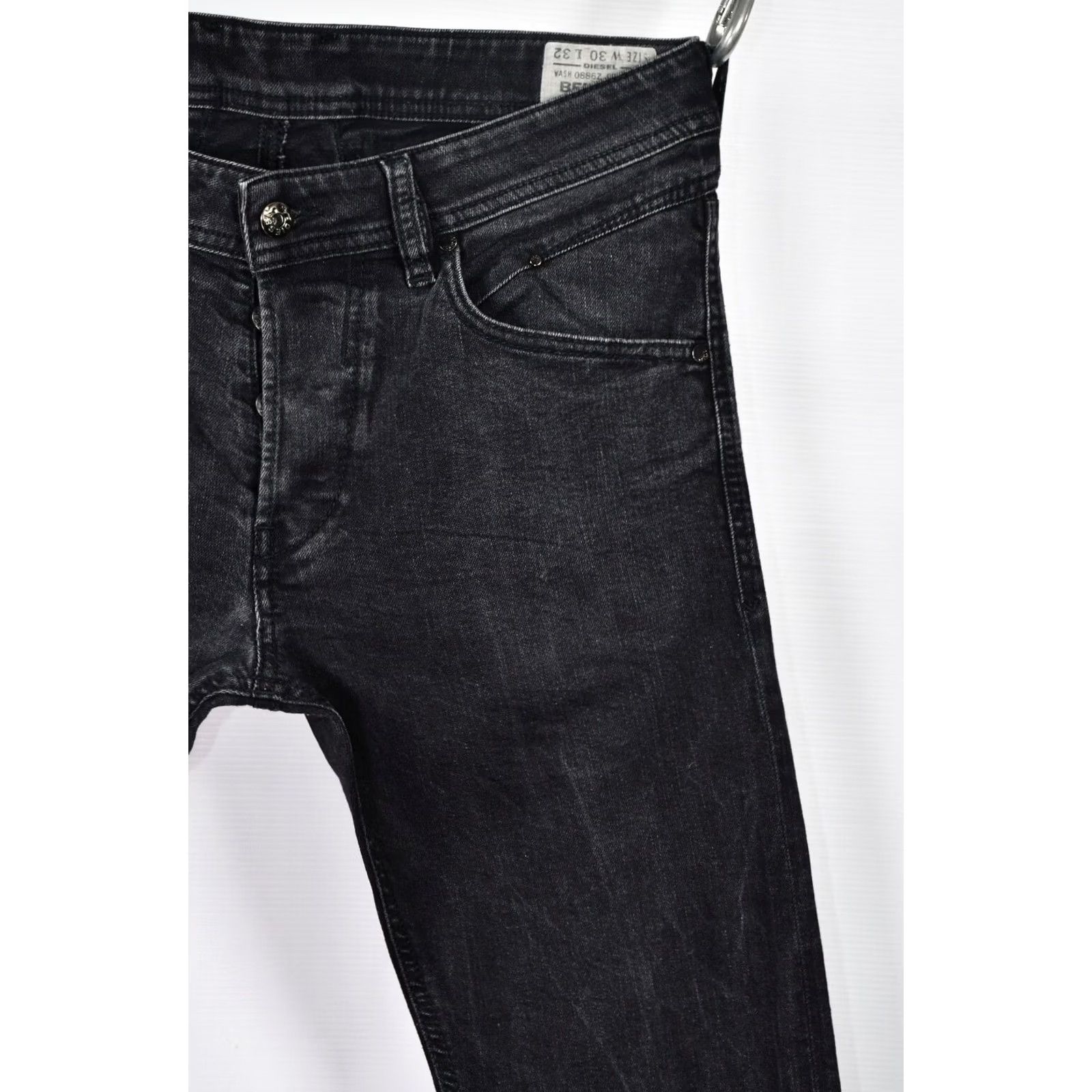 Diesel Diesel Belther 0886Z_Stretch Regular Slim-Tapered Jeans W30/L32 Men Denim Black 98% Cotton 2% Elastane Tapered Slim-DENIM Jeans Mens Size US 30 / EU 46 - 4 Thumbnail