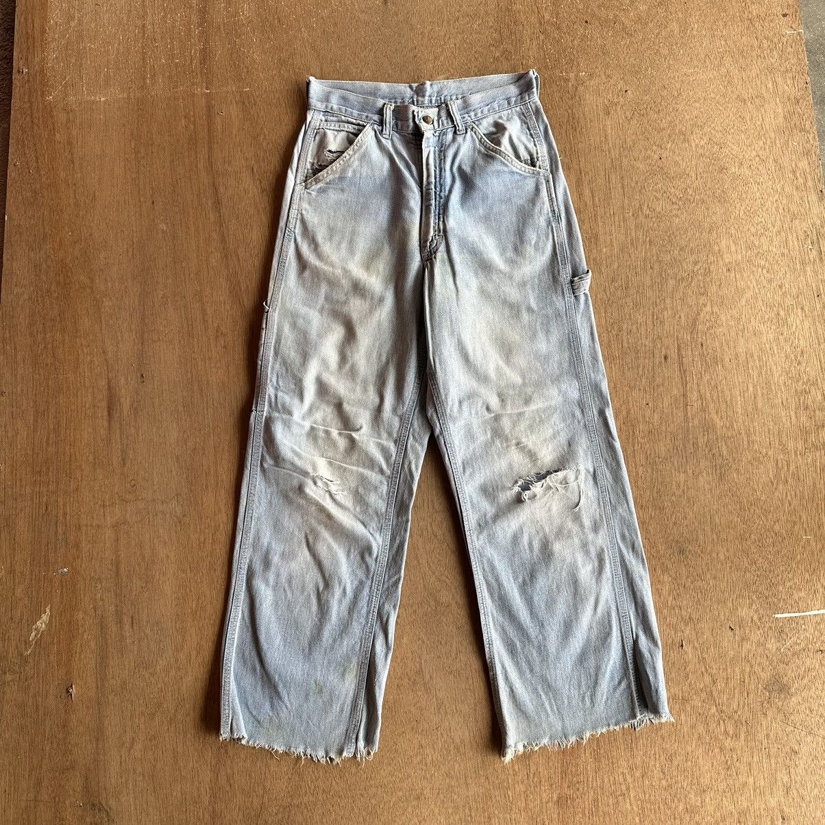 Japanese Brand VTG LEE DISTRESSED DENIM TALON RUSTY DIRTY JEANS BAGGY PANTS Size US 27 - 1 Thumbnail