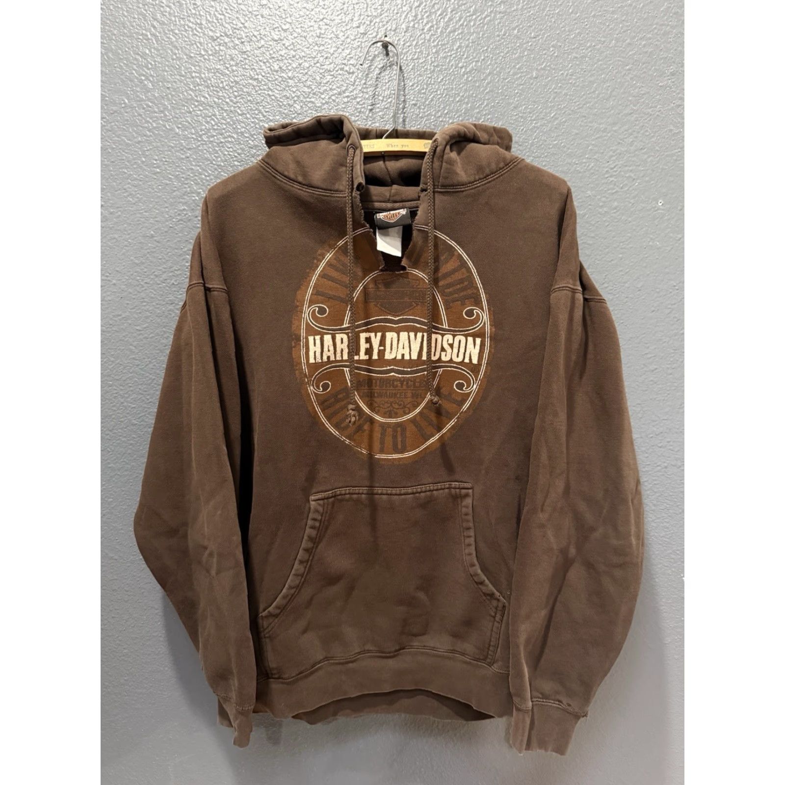 Harley Davidson VINTAGE Harley-Davidson Biker Hoodie Brown L Men Pullover Size Large Size US L / EU 52-54 / 3 - 4 Thumbnail