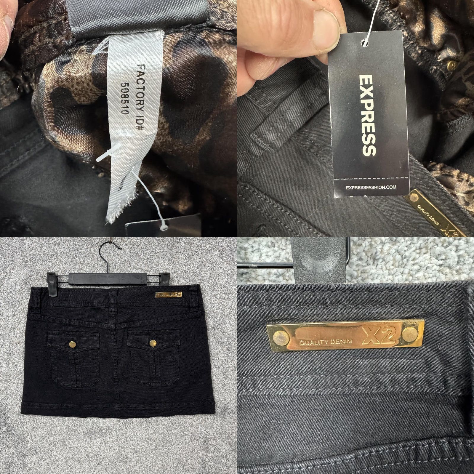 Express Express X2 Denim Mini Skirt 8 Black Pockets Casual Retro Y2K Club Going Out Womens Size 30" / US 8 / IT 44 - 9 Thumbnail