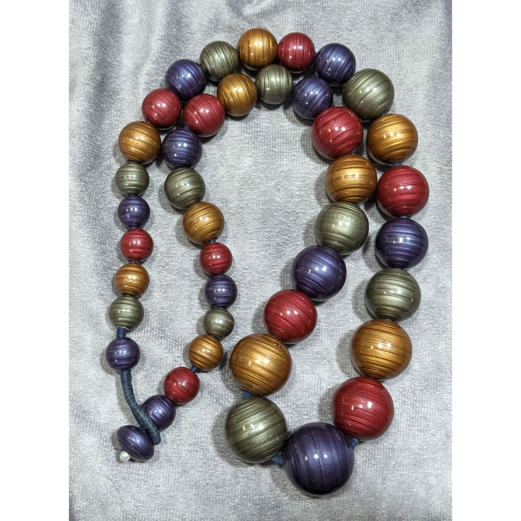 Other Vintage Jewel Tone Metallic Swirl Beaded Necklace Size ONE SIZE - 4 Thumbnail