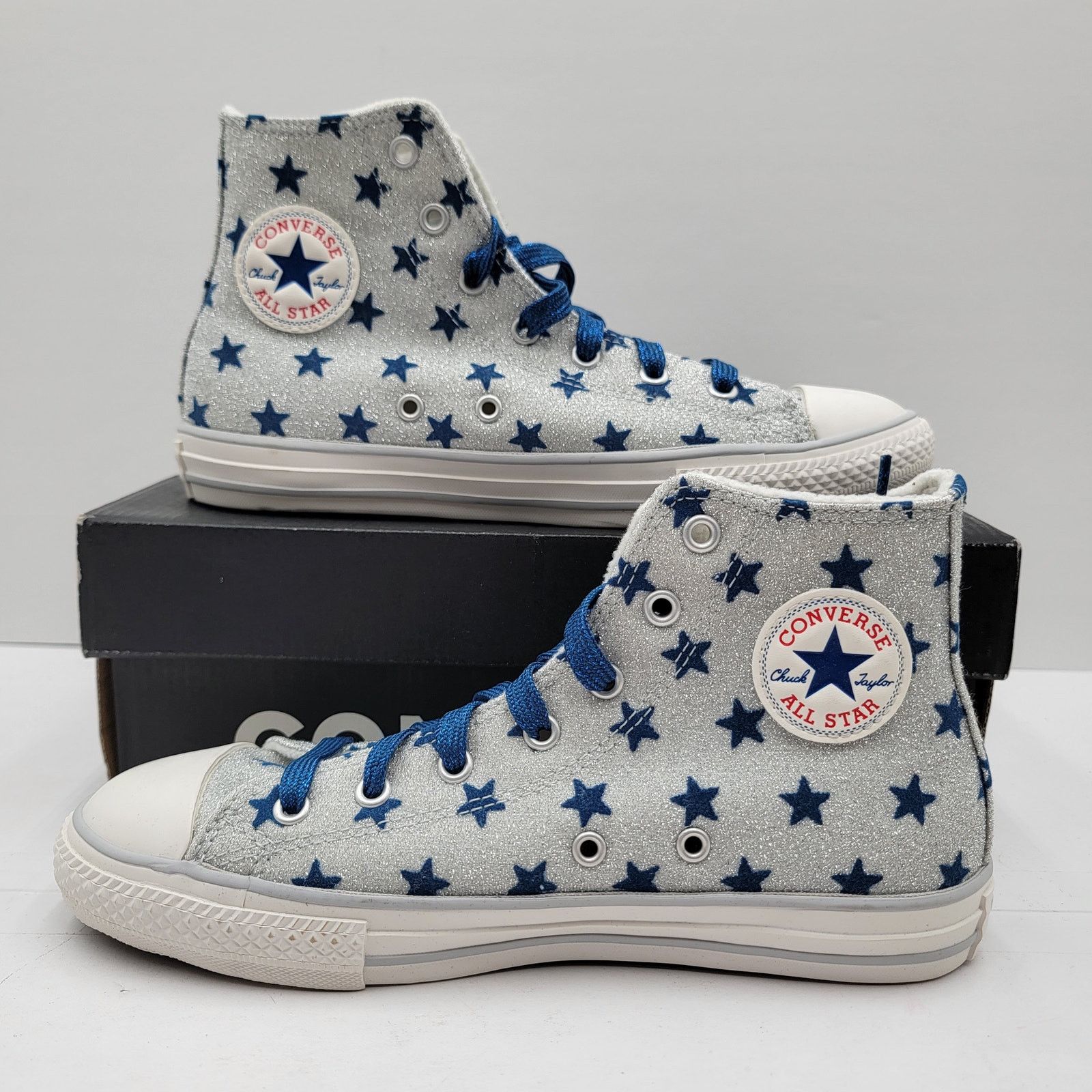 Converse Converse CTAS High 'Glitter Blue Stars' Sz 4Y - New Size US 5.5 / IT 35.5 - 2 Thumbnail