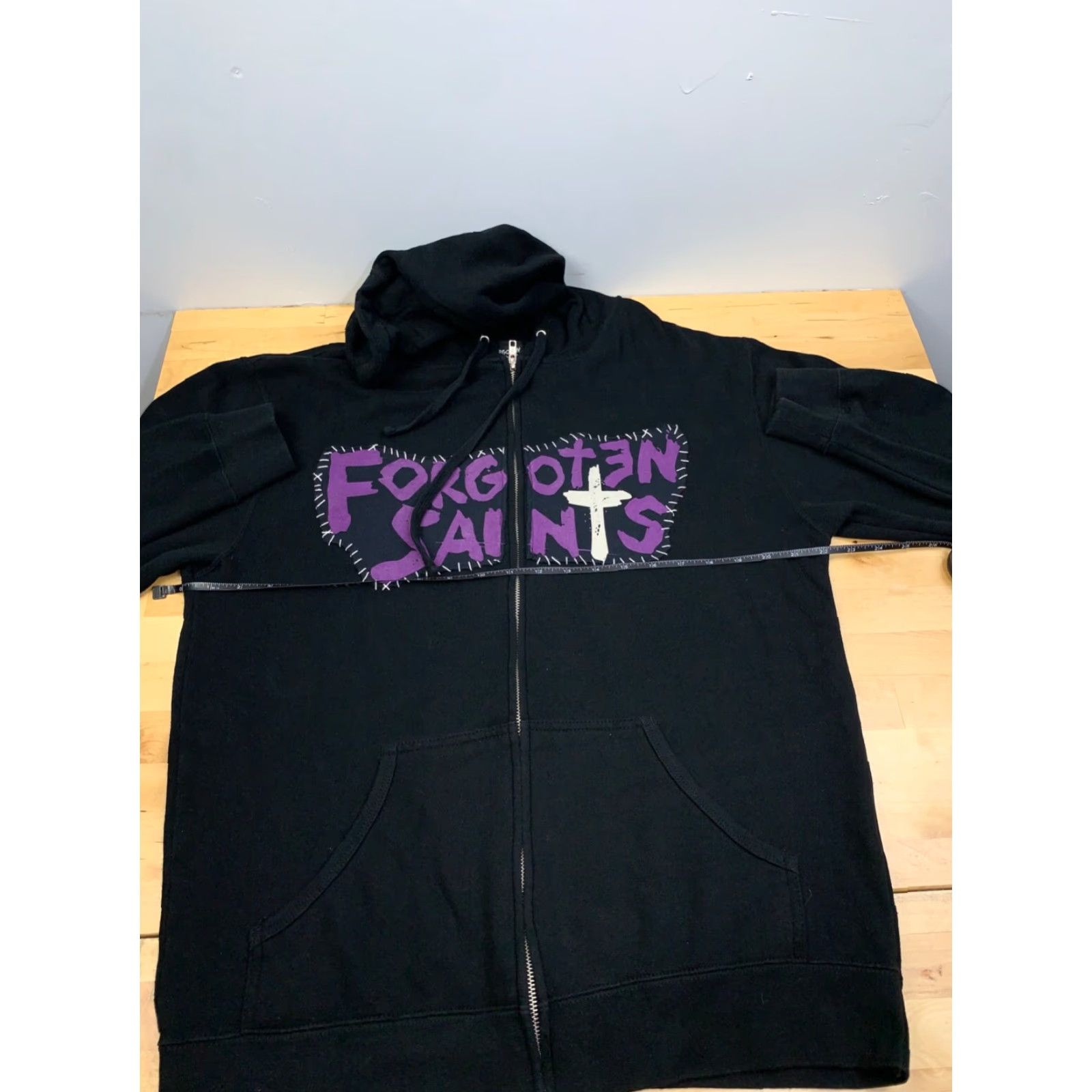 Vintage Forgotten Saints Jacket Mens L Black Rock & Roll Full Zip Hooded #9580 Size US L / EU 52-54 / 3 - 6 Thumbnail