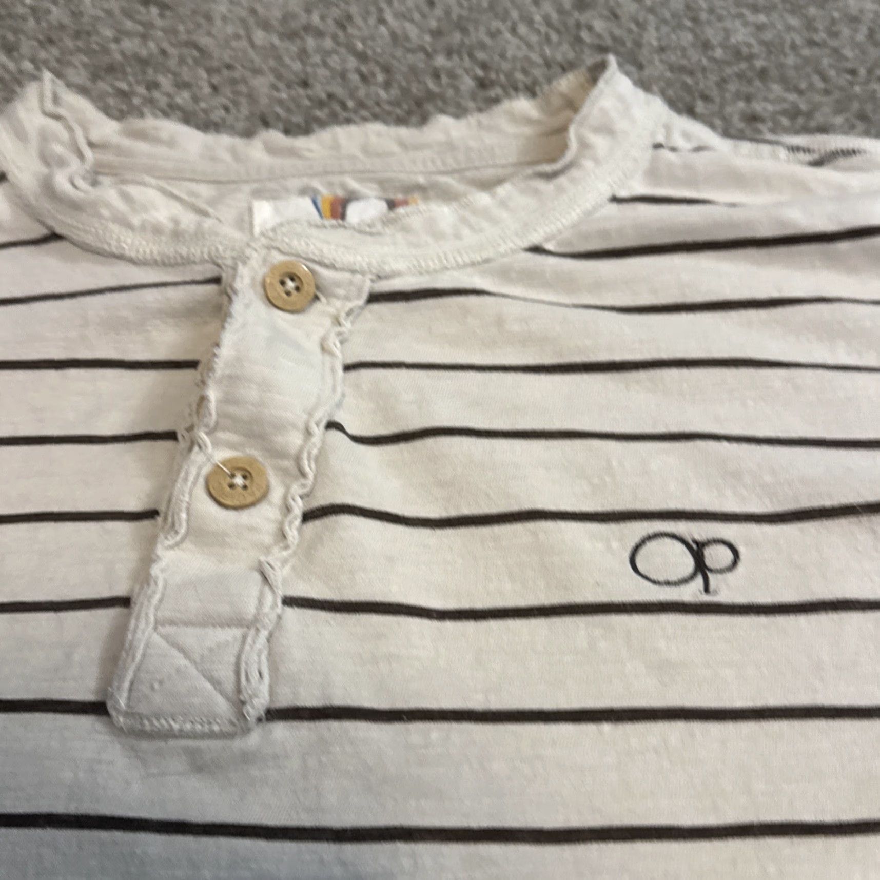 Ocean Pacific VINTAGE Ocean Pacific OP White Brown Stripe Henley T-Shirt XL Skate Surf 90s Boys Mens Size US XL / EU 56 / 4 - 3 Thumbnail
