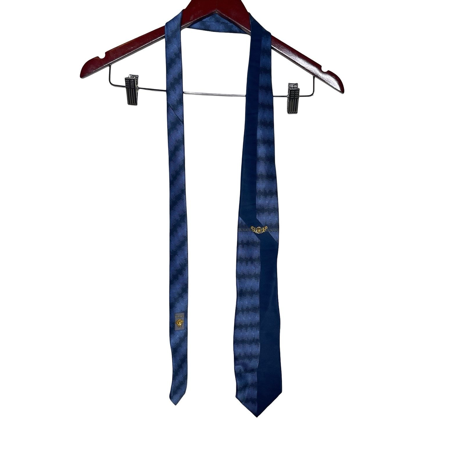 Versace Vintage Ganni Versace Blue Gold 100% silk tie Size ONE SIZE - 3 Thumbnail