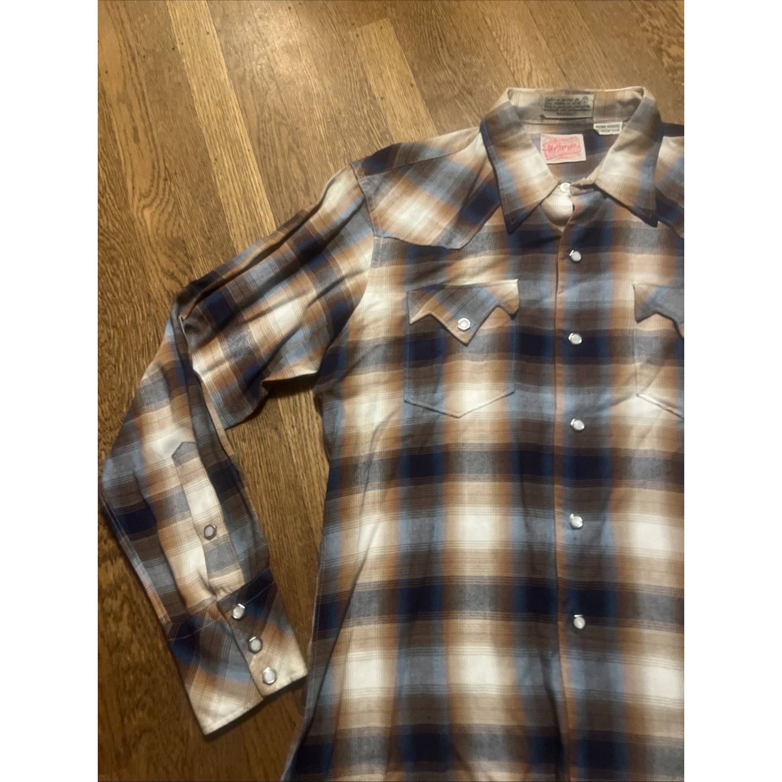 The Unbranded Brand Vtg 50s Heavy Rayon Shadow Plaid Shirt Sawtooth Pearl Snap M Size US M / EU 48-50 / 2 - 5 Thumbnail