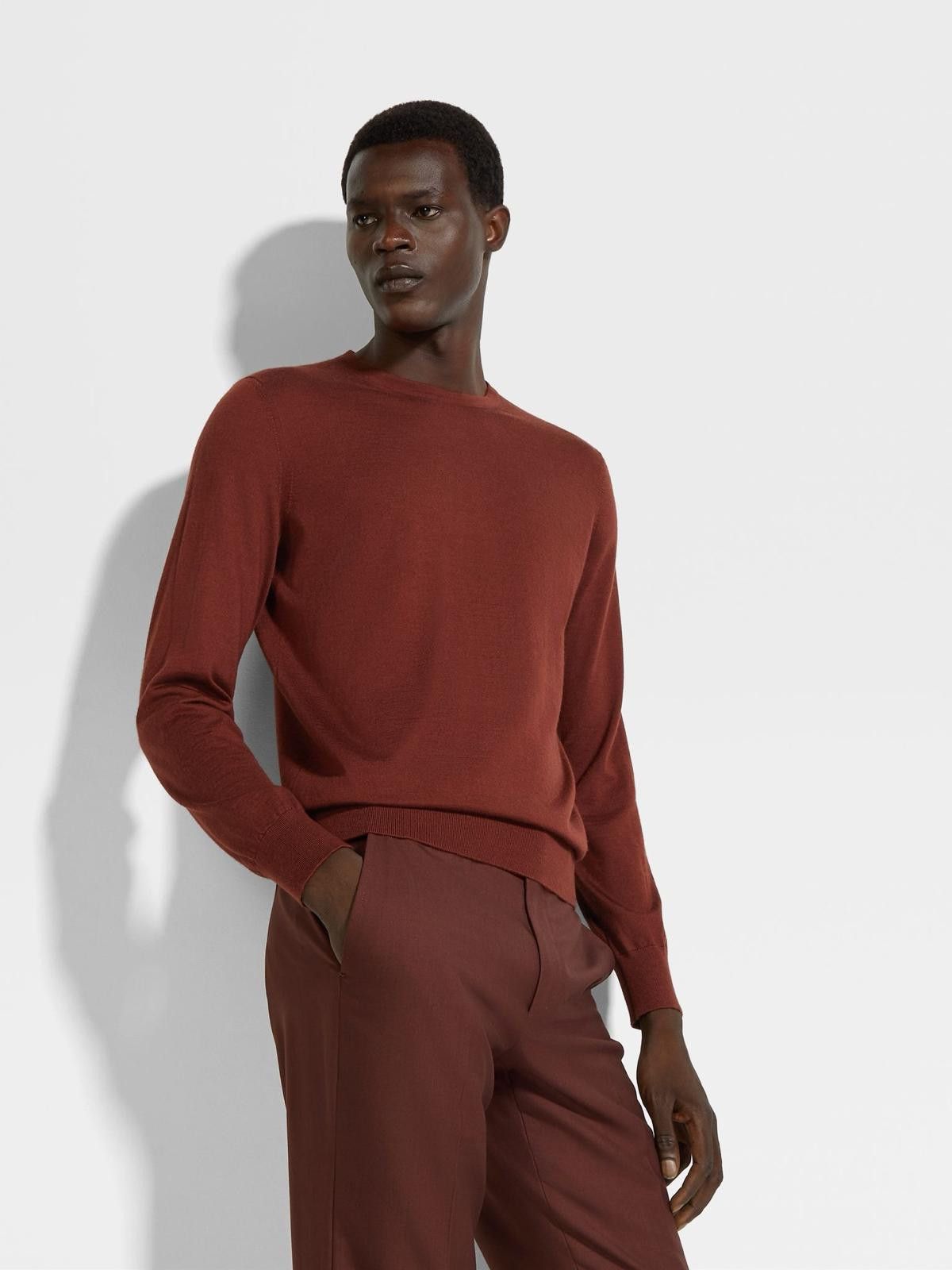 Ermenegildo Zegna o1s1rm0426 Crewneck Sweater in Brick Red Size US M / EU 48-50 / 2 - 2 Thumbnail