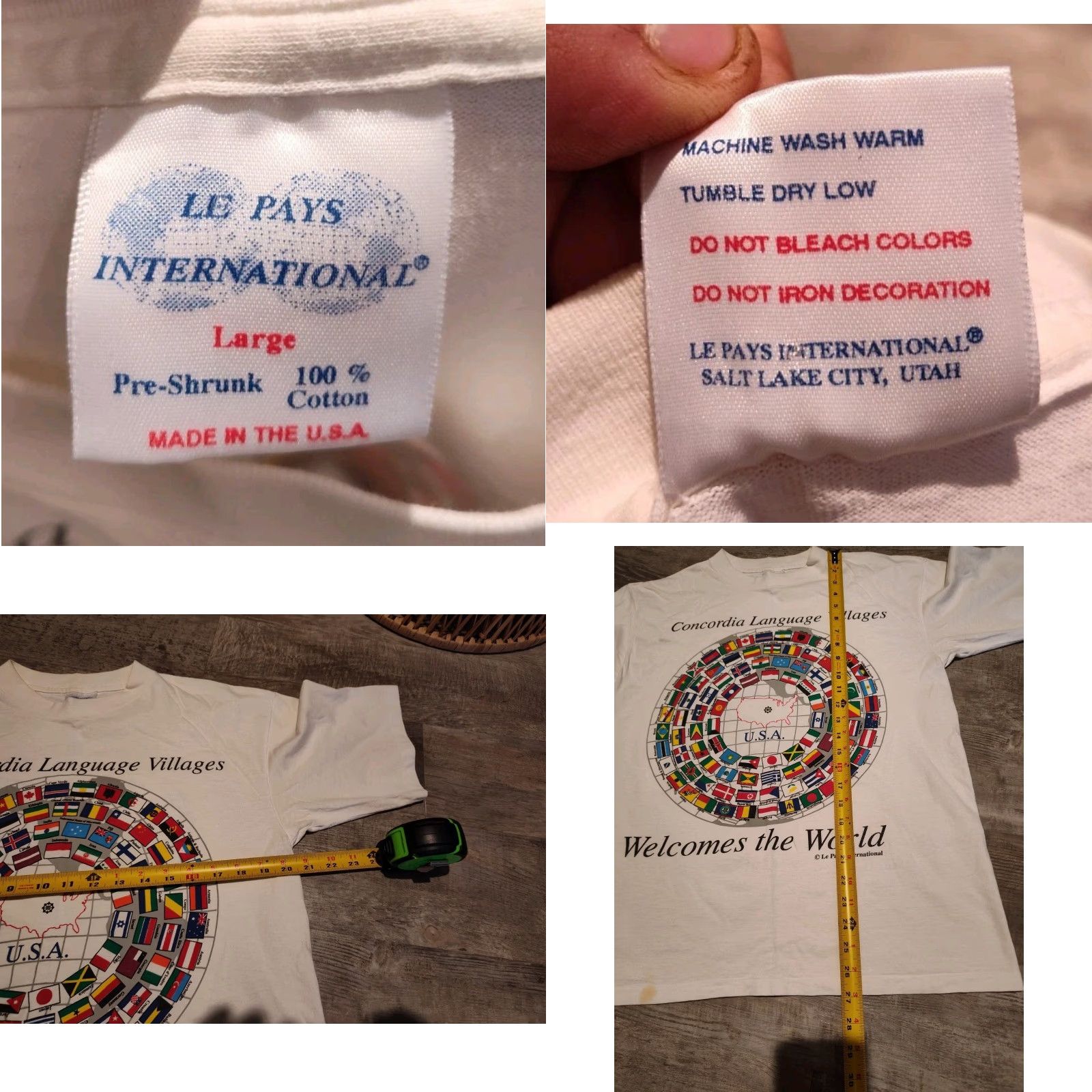 Vintage VINTAGE Le Pays International 90s American Flag Graphic T-Shirt Men Large White Retro States US Size US L / EU 52-54 / 3 - 8 Thumbnail