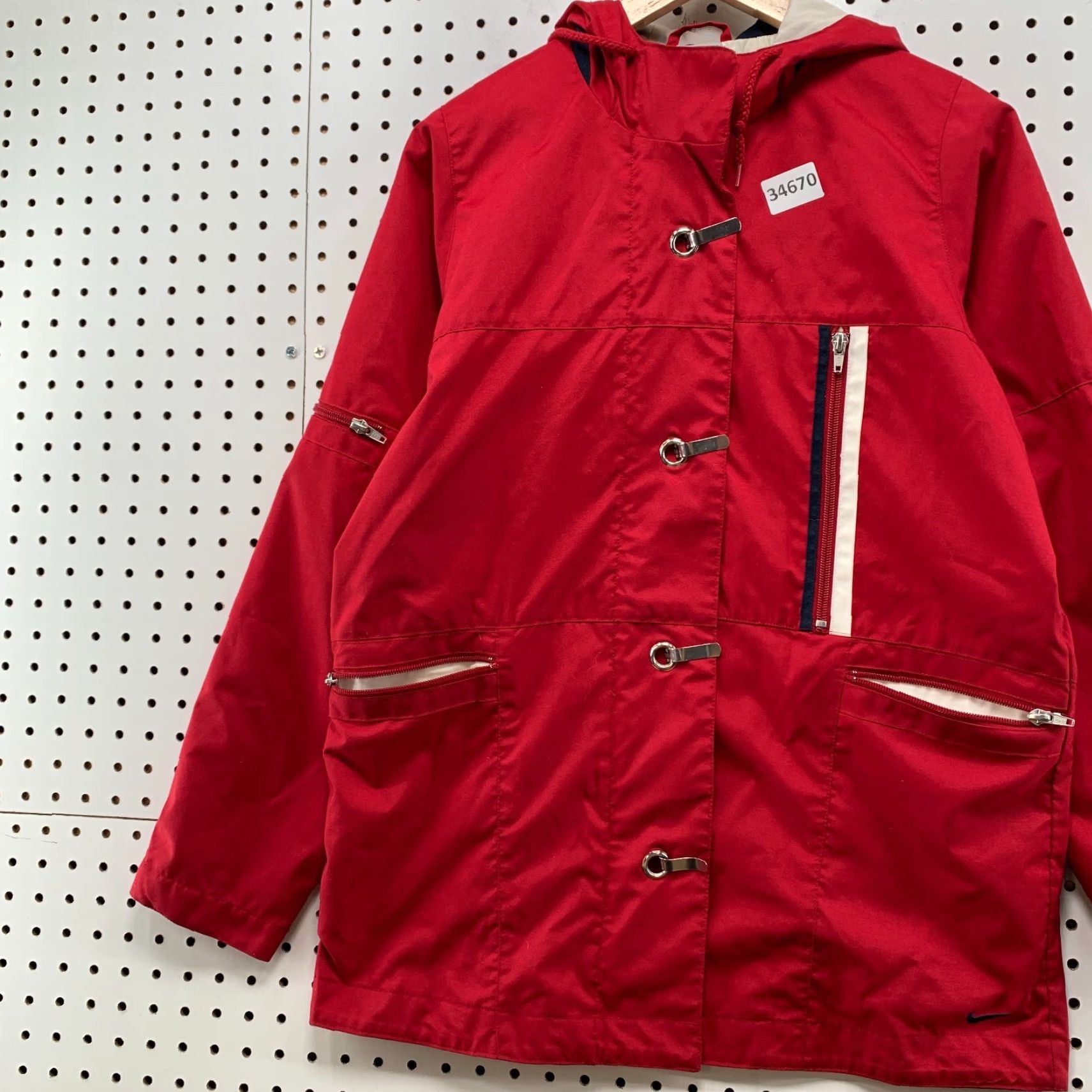 Nike VINTAGE Nike Jacket Womens Small Red Hooded Windbreaker 21.5x28.5 Size S / US 4 / IT 40 - 3 Thumbnail