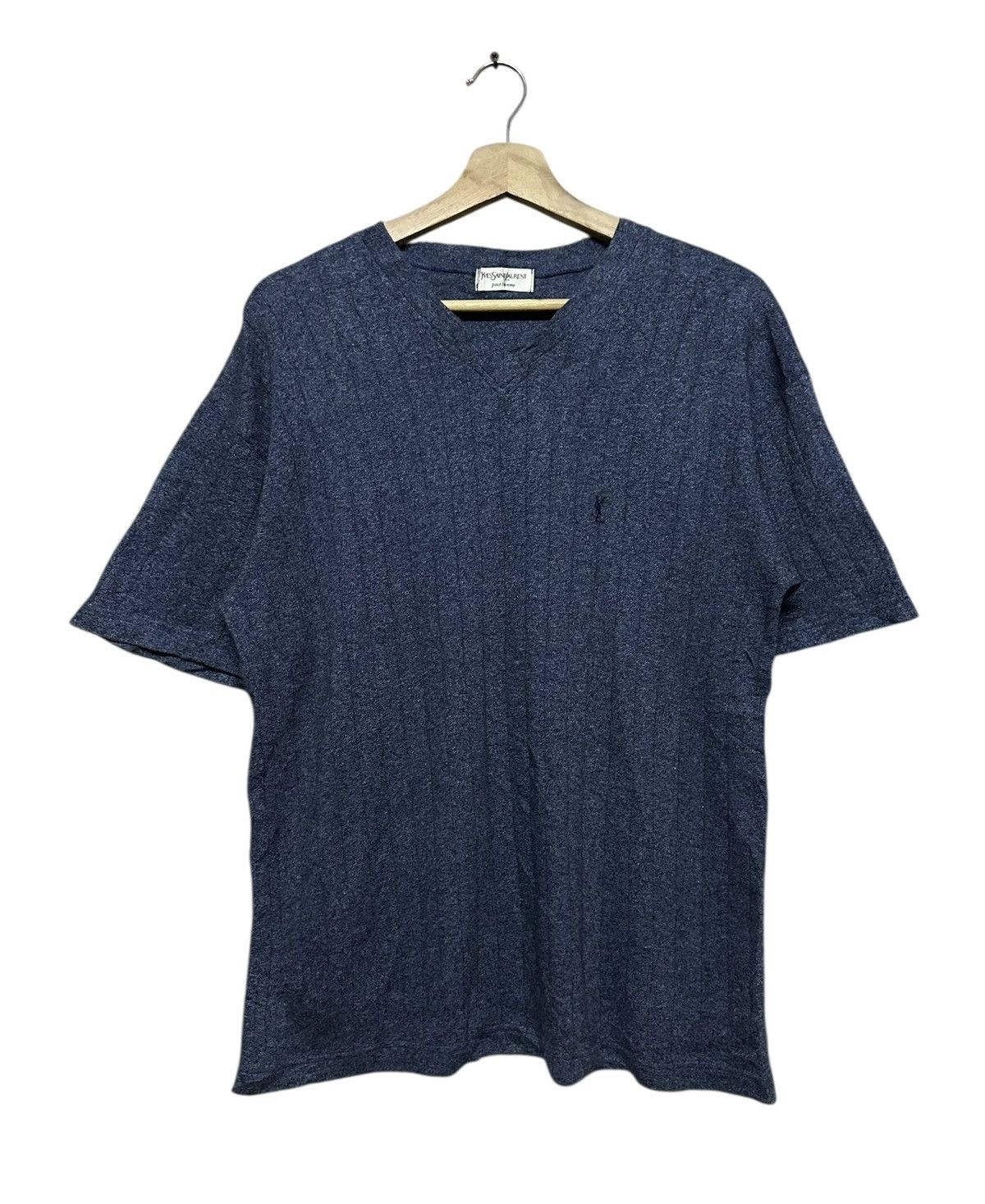 Yves Saint Laurent Vtg🔥YSL YvesSaintLaurent Pour Homme V-neck Small Logo Tee Size US M / EU 48-50 / 2 - 1 Thumbnail