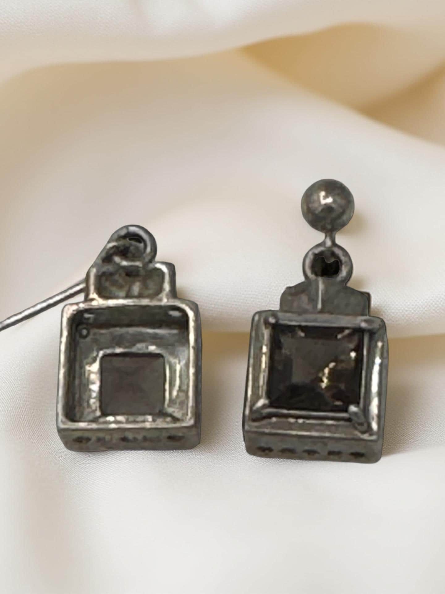 Other Smoky Quartz Sterling Drop Earrings | Vintage 925 Size ONE SIZE - 6 Thumbnail