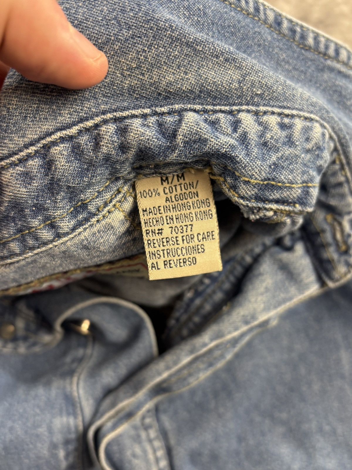 Vintage 1990s Denim Anorak Vintage Work Shirt Jeans Pullover Short Size US M / EU 48-50 / 2 - 7 Thumbnail