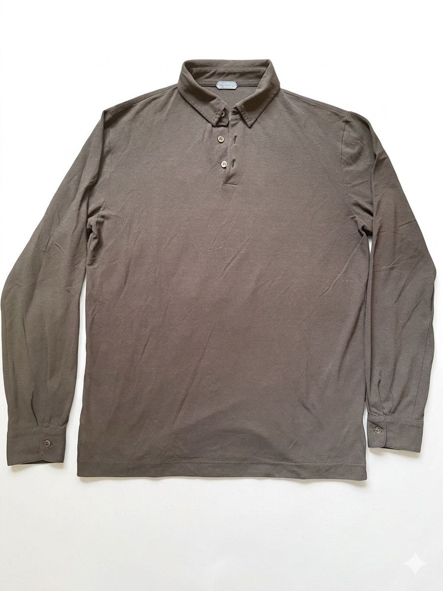 Zanone Zanone Ice Cotton Long-Sleeve Polo, Dark Brown, Size 52 (L) Size US L / EU 52-54 / 3 - 1 Thumbnail