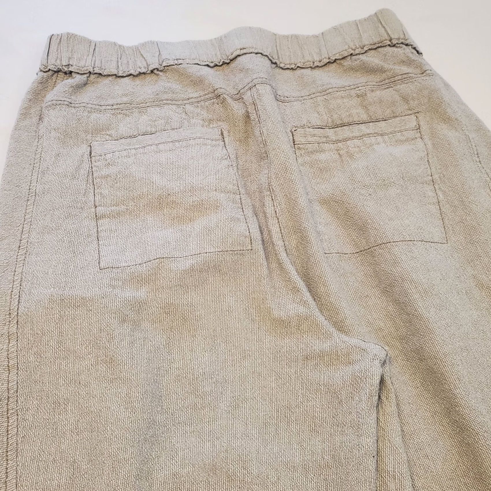 Vintage Hei Hei Anthropologie Cropped Pants 100% Linen Size S Cream Pull On Size 28" / US 6 / IT 42 - 4 Thumbnail