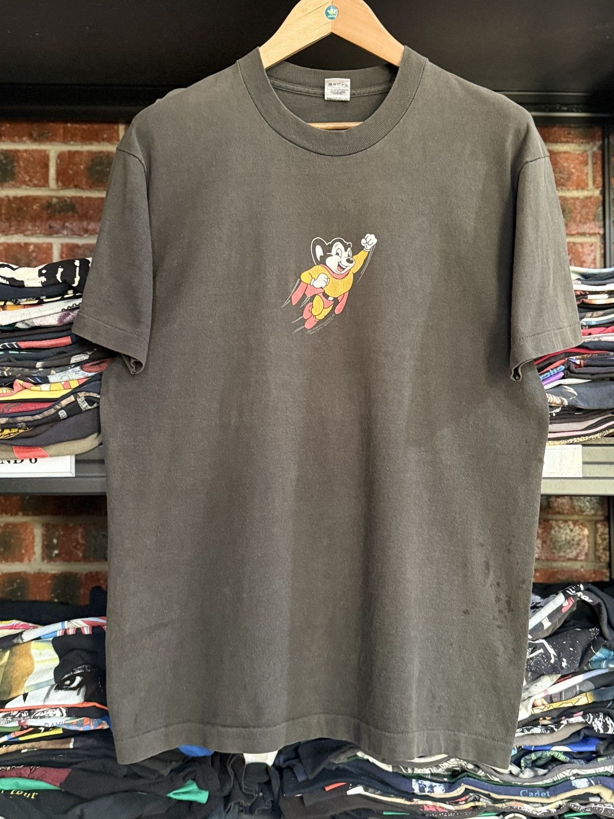 Cartoon Network Vintage 90s Mighty Mouse Canter Seperhero Sun Faded Tee Size US L / EU 52-54 / 3 - 1 Thumbnail