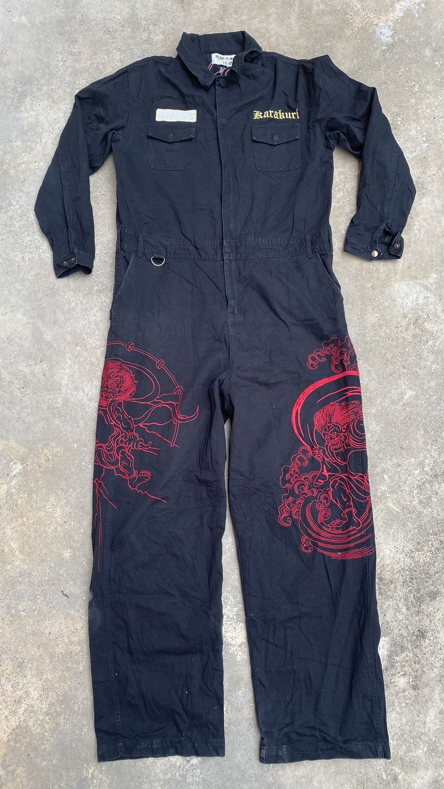 Japanese Brand 🔥Rare🔥Karakuri Coveralls Embroidery Logo Streetwear Design Size US 40 / EU 56 - 2 Thumbnail