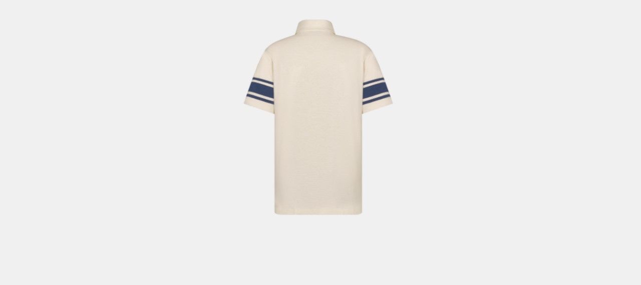 DENIM TEARS × Dior o1w1db10824 Relaxed-Fit Polo Shirt in White/Navy Size US L / EU 52-54 / 3 - 2 Thumbnail