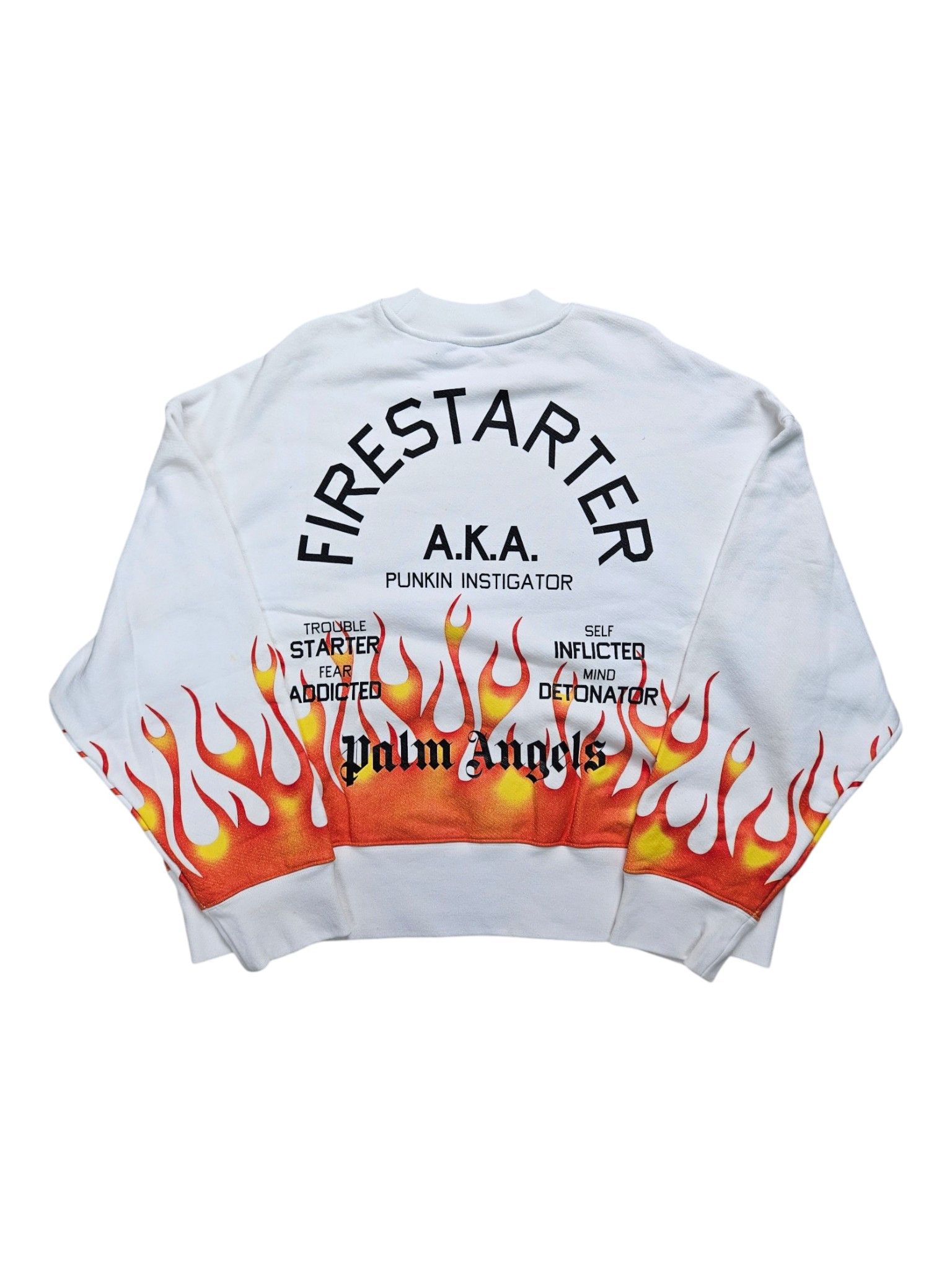 Palm Angels Palm Angels White Fire Starter Round Neck Sweatshirt Size US M / EU 48-50 / 2 - 2 Thumbnail