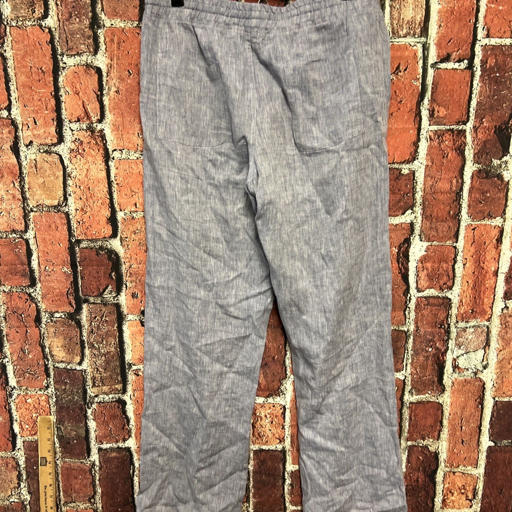 Vintage Allen Allen 100% Linen Elastic Waist Pull-On Ankle Pants Pockets Blue Large Size 36" / US 14 / IT 50 - 3 Thumbnail