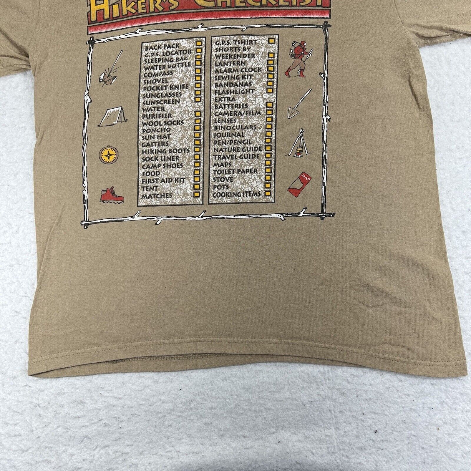 Vintage Vintage G.P.S Global Tracking Medium Hikers Checklist TShirt Size US M / EU 48-50 / 2 - 7 Thumbnail