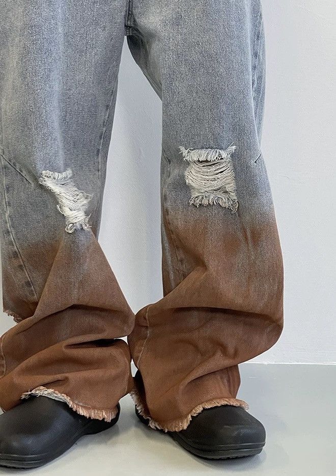 Japanese Brand × Vintage Avant garde dyed distressed loose baggy jeans pants Size US 30 / EU 46 - 5 Thumbnail