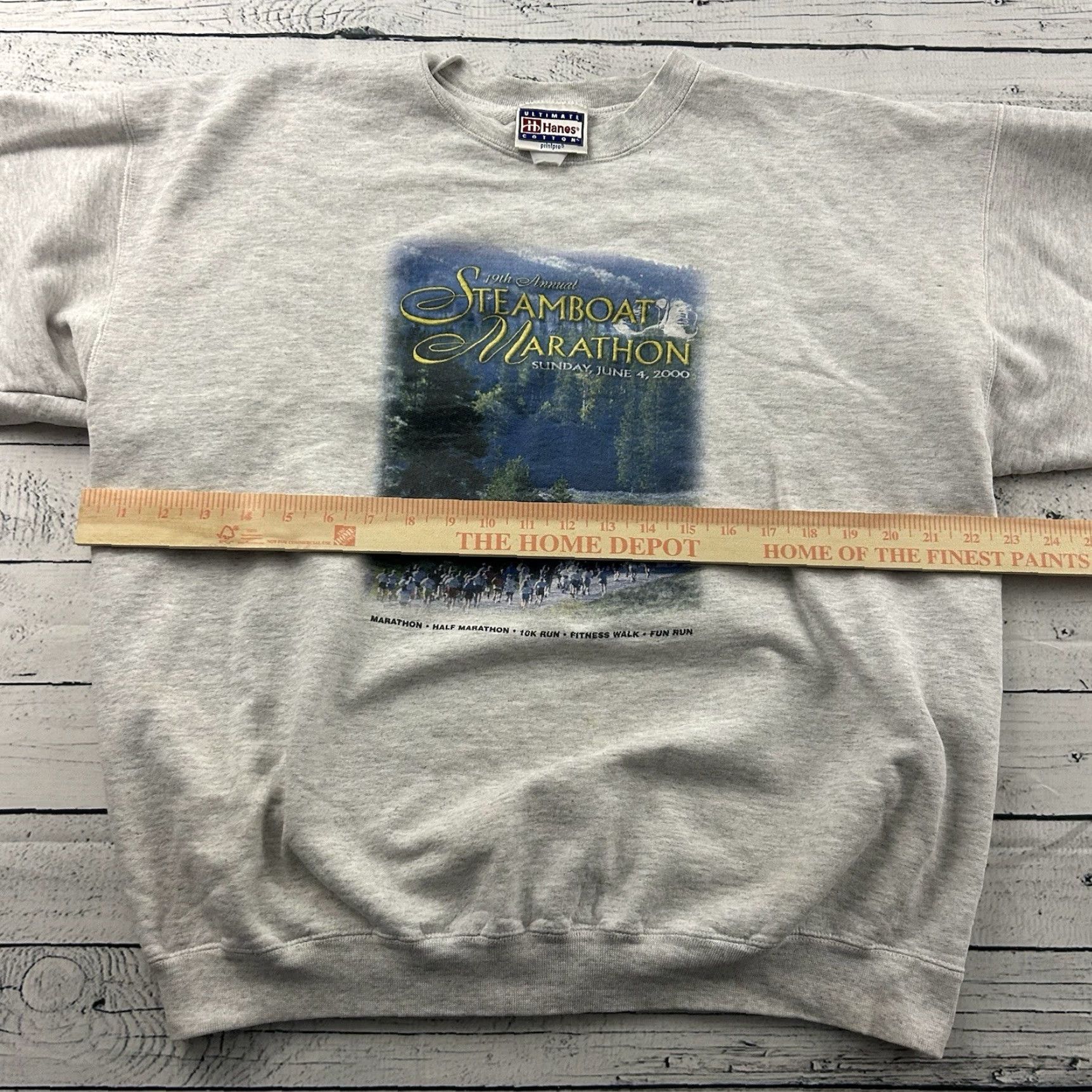 Hanes VINTAGE 2000 Steamboat Marathon Crewneck Sweatshirt Men's Large Gray Size US L / EU 52-54 / 3 - 7 Thumbnail