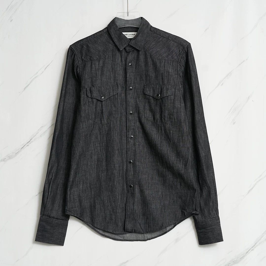 Saint Laurent Paris Authentic Saint Laurent Men's Logo Denim Shirt Size US M / EU 48-50 / 2 - 1 Thumbnail