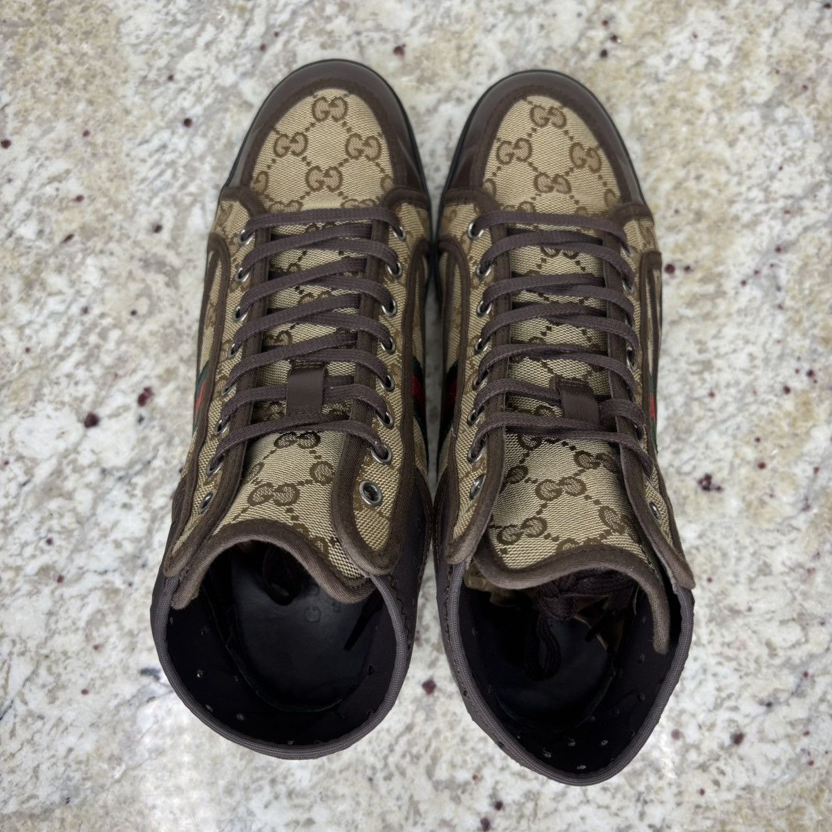 Gucci Size 7-Gucci California Striped High 'Beige Ebony' clean W/B Size US 7 / EU 40 - 6 Thumbnail