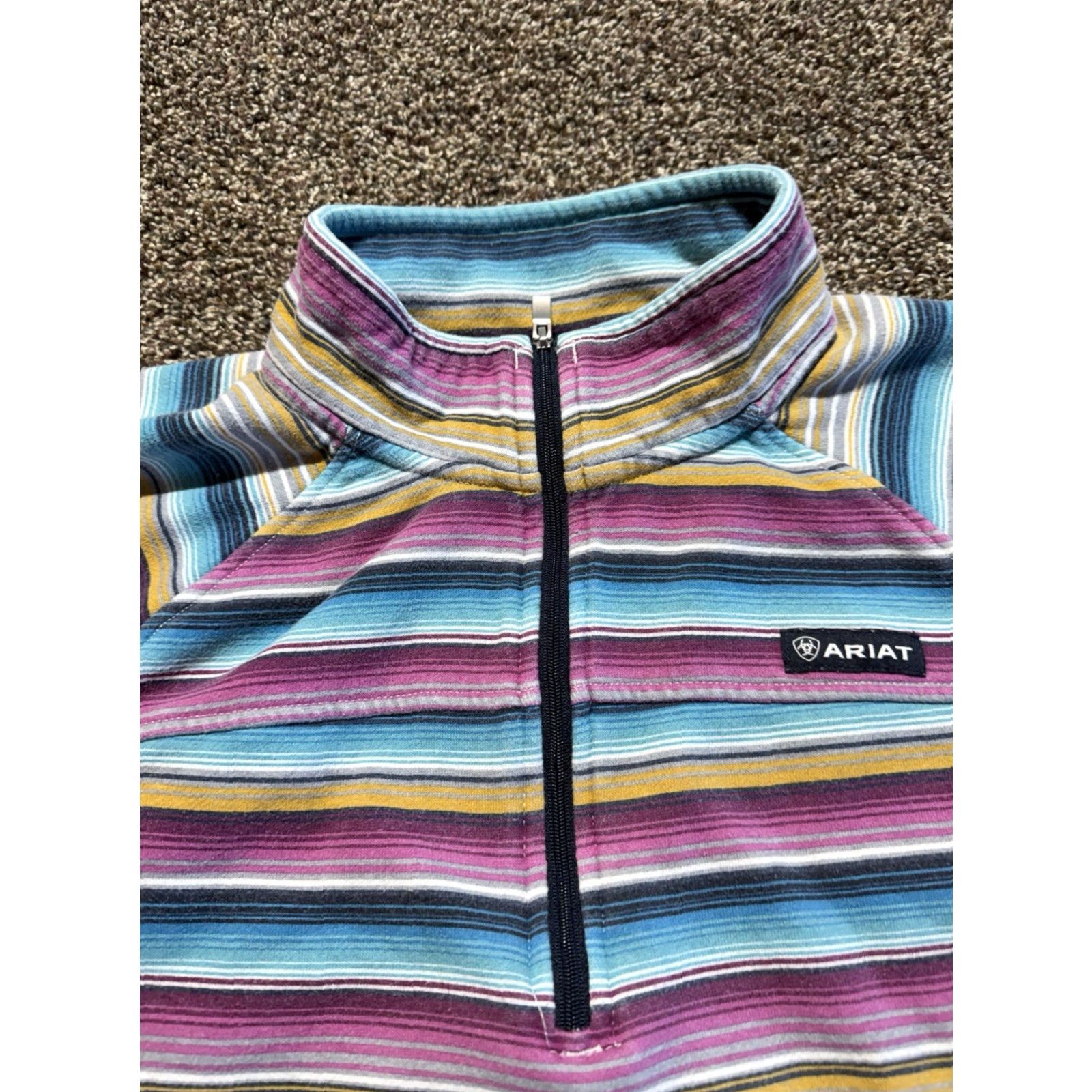 Ariat Ariat Womens Quater Zip Pullover Hoodie Long Sleeve Aztec Multicolor Polyester Fleece Logo Winter Fall Spring Size L / US 10 / IT 46 - 3 Thumbnail