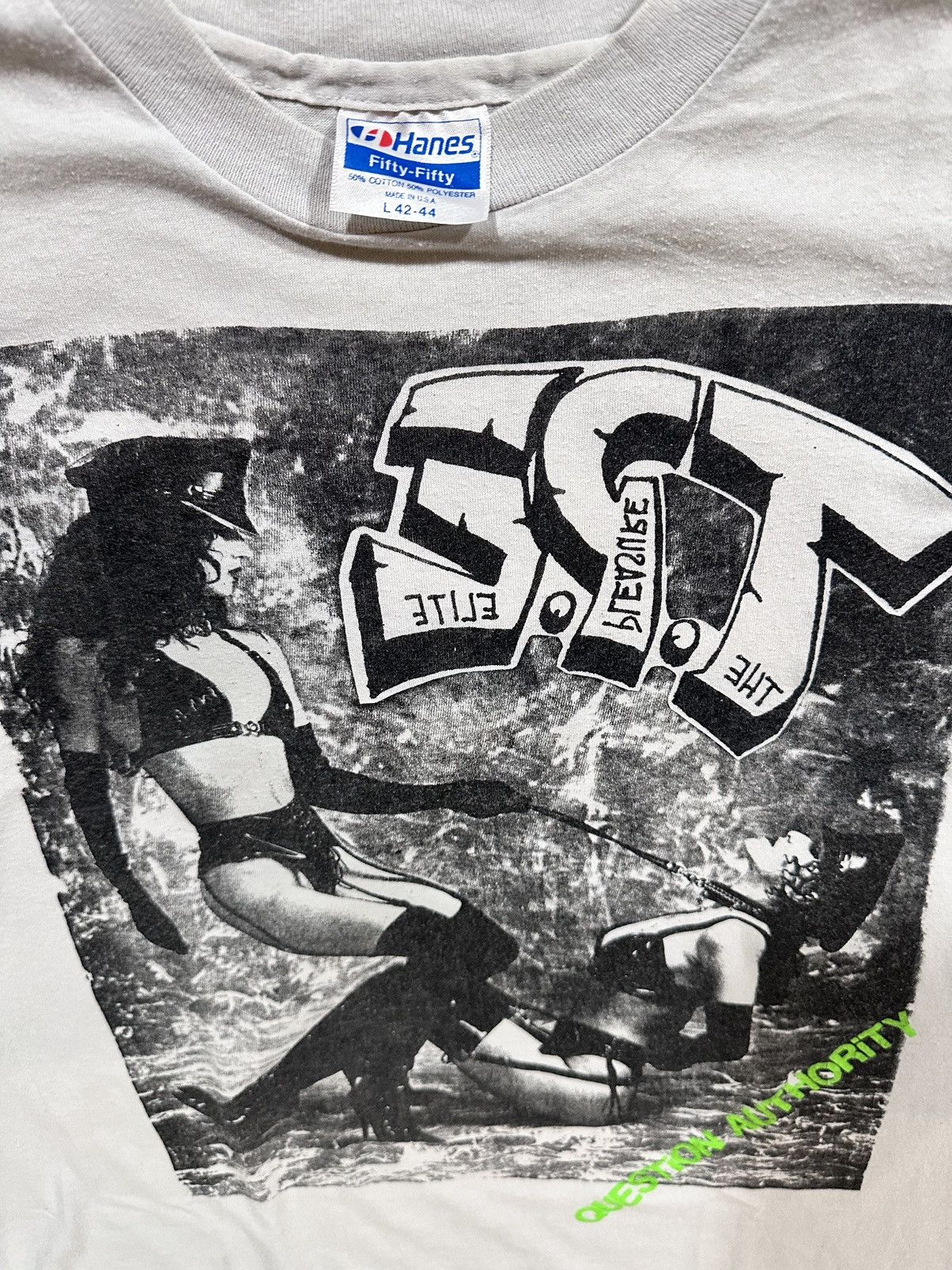 Vintage VINTAGE THE PLEASURE ELITE SHIRT SZ L WHT SINGLE STITCH RARE Size US L / EU 52-54 / 3 - 10 Thumbnail
