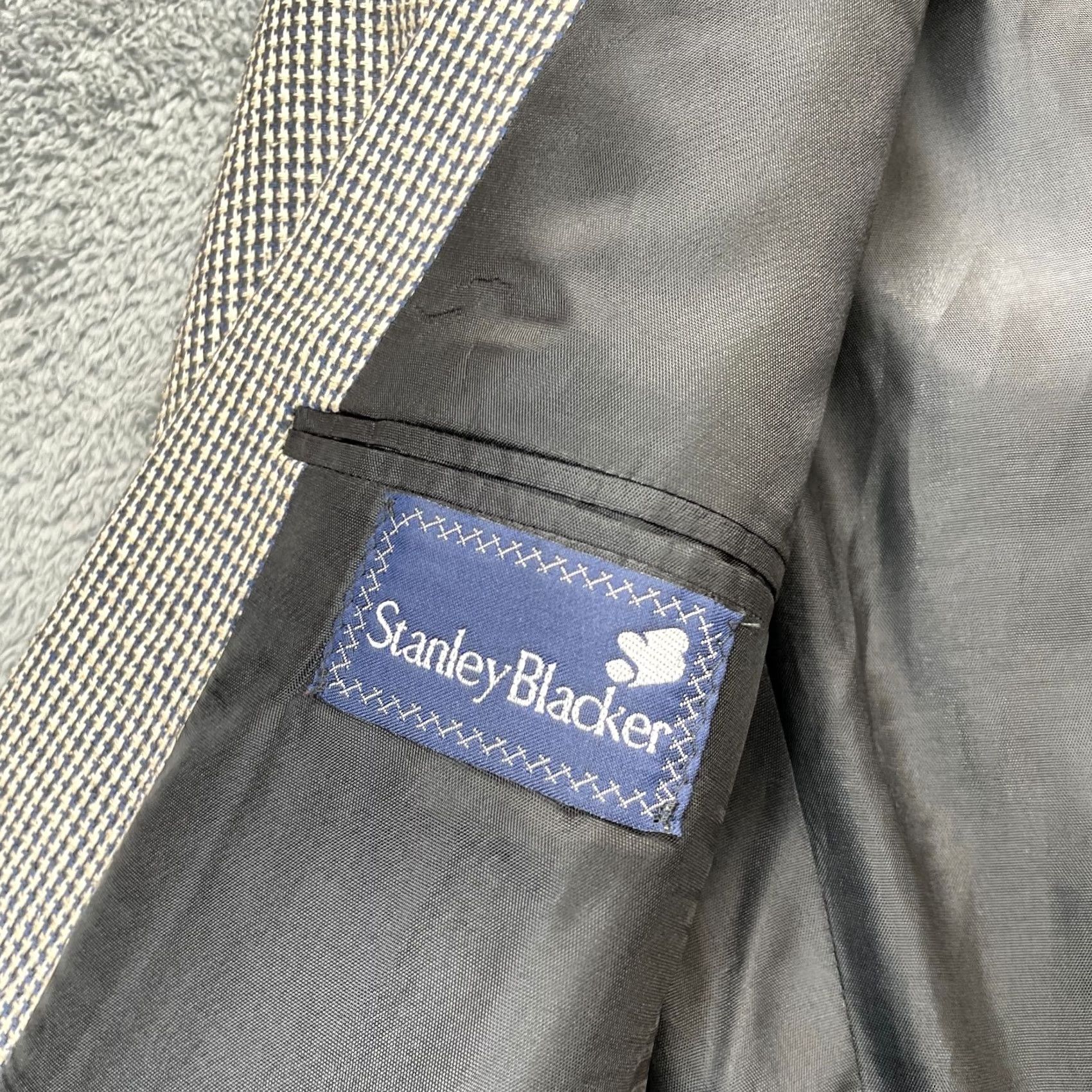 Stanley Blacker VTG Stanley Blacker Jacket Mens Large Black Blazer Silk Houndstooth Coat Classic Size 42R - 5 Thumbnail