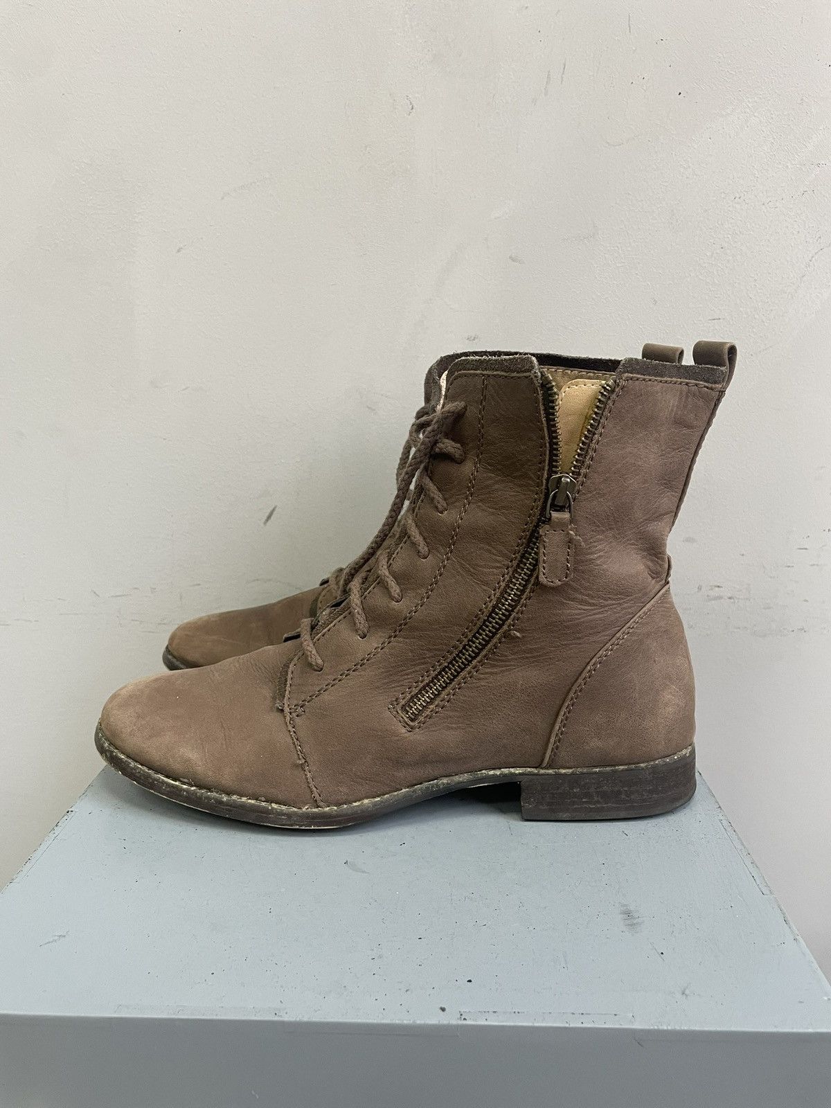 Ankle combat boots A.S. 98 style brown military zipper style