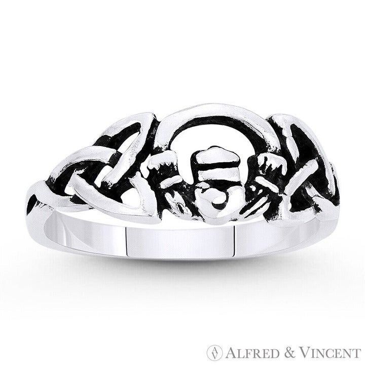 Other Irish Claddagh Heart & Triquetra Charm Ring Sterling Silver Size ONE SIZE - 1 Preview
