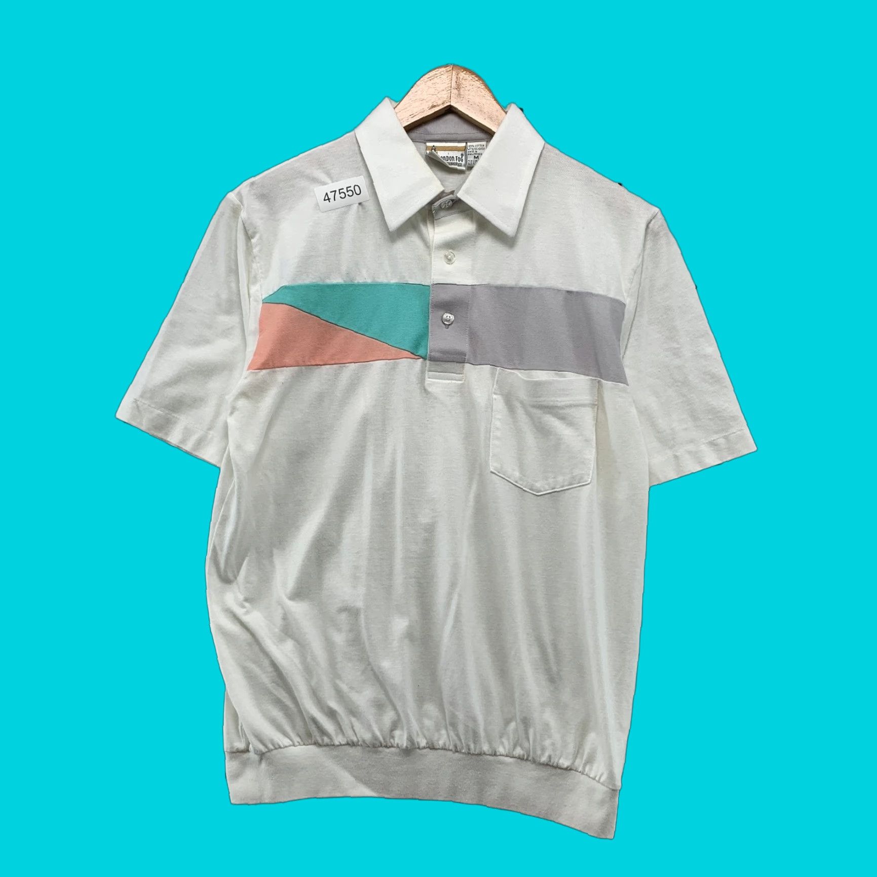 Vintage Vintage London Fog Polo Button Shirt Mens M White Polyester Cotton Blend Size US M / EU 48-50 / 2 - 1 Thumbnail
