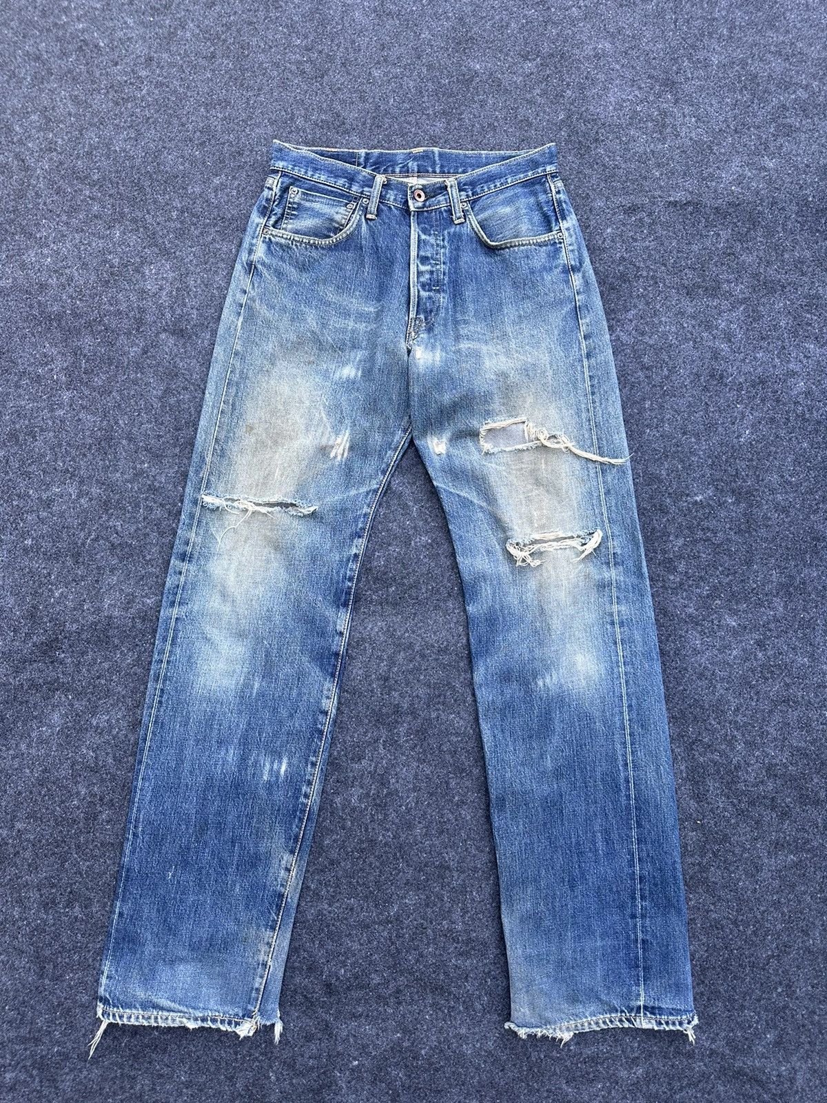 Edwin Vtg Edwin 505X Orange Tag Selvedge Ripped Denim 30x35 D42 Size US 30 / EU 46 - 1 Thumbnail