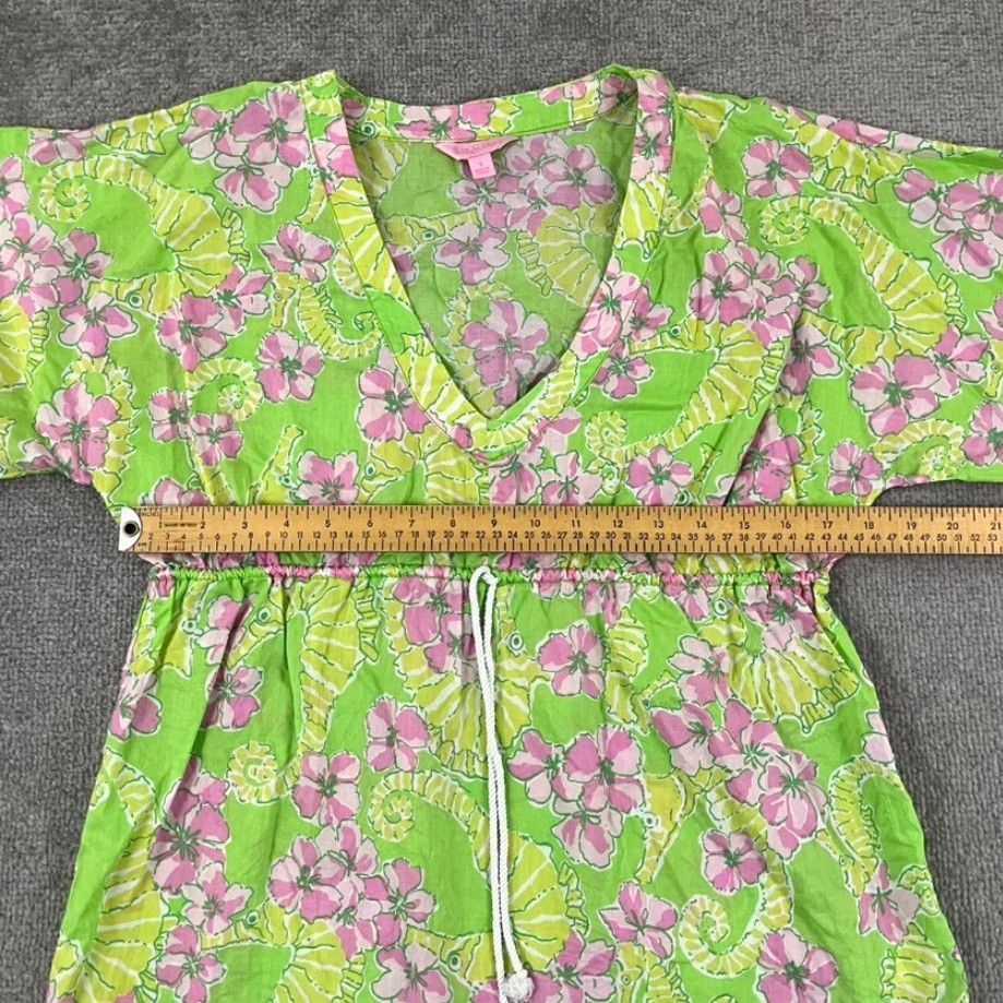 Lilly Pulitzer Lilly Pulitzer Blouse Top Womens S Green Pink Floral Seahorse Penelope Tunic Shirt Blouse Size S / US 4 / IT 40 - 4 Thumbnail