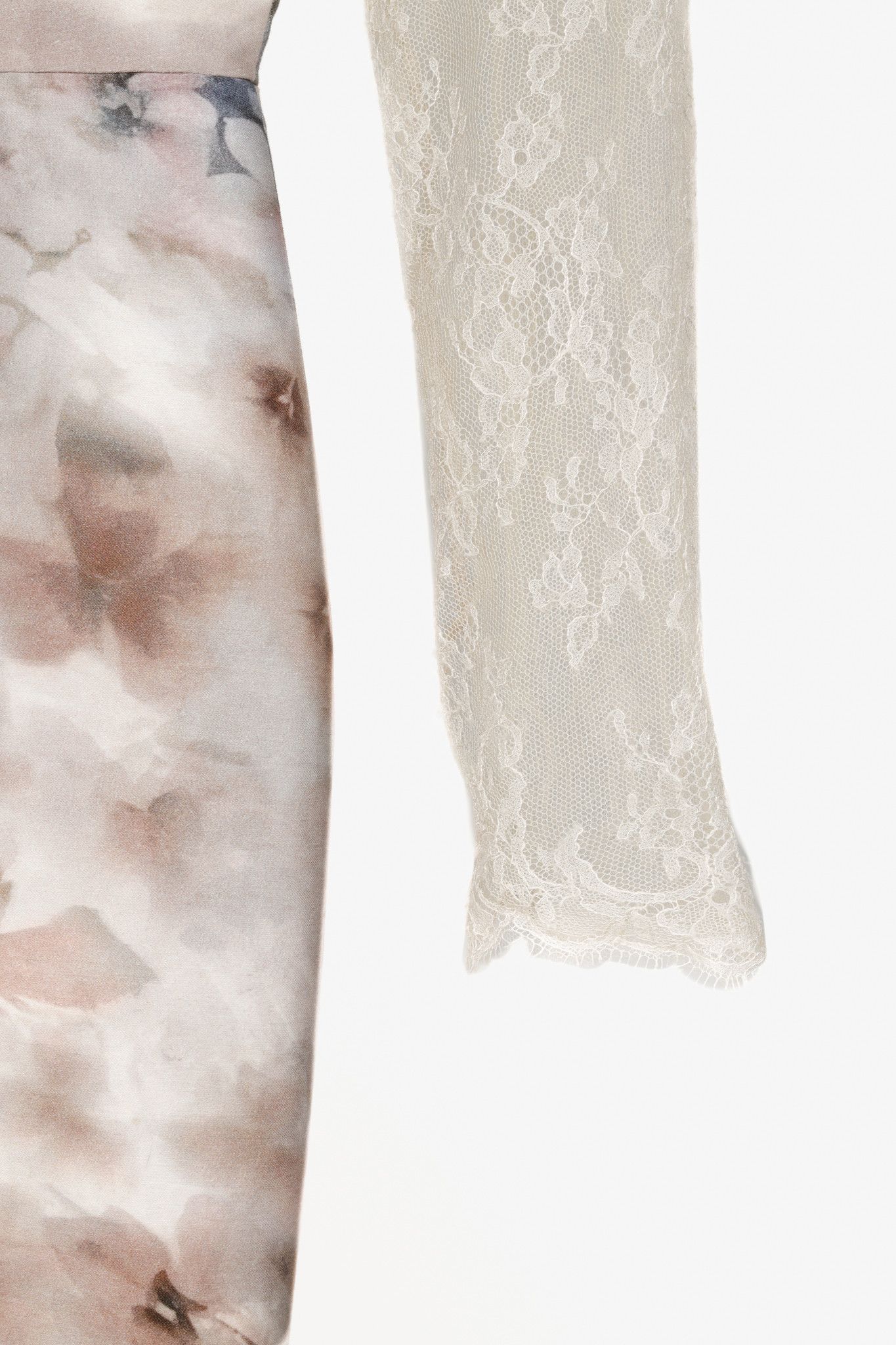 Valentino Valentino PF/13 Fluid Garden Silk Mikado Lace-Sleeved Dress Size S / US 4 / IT 40 - 6 Thumbnail