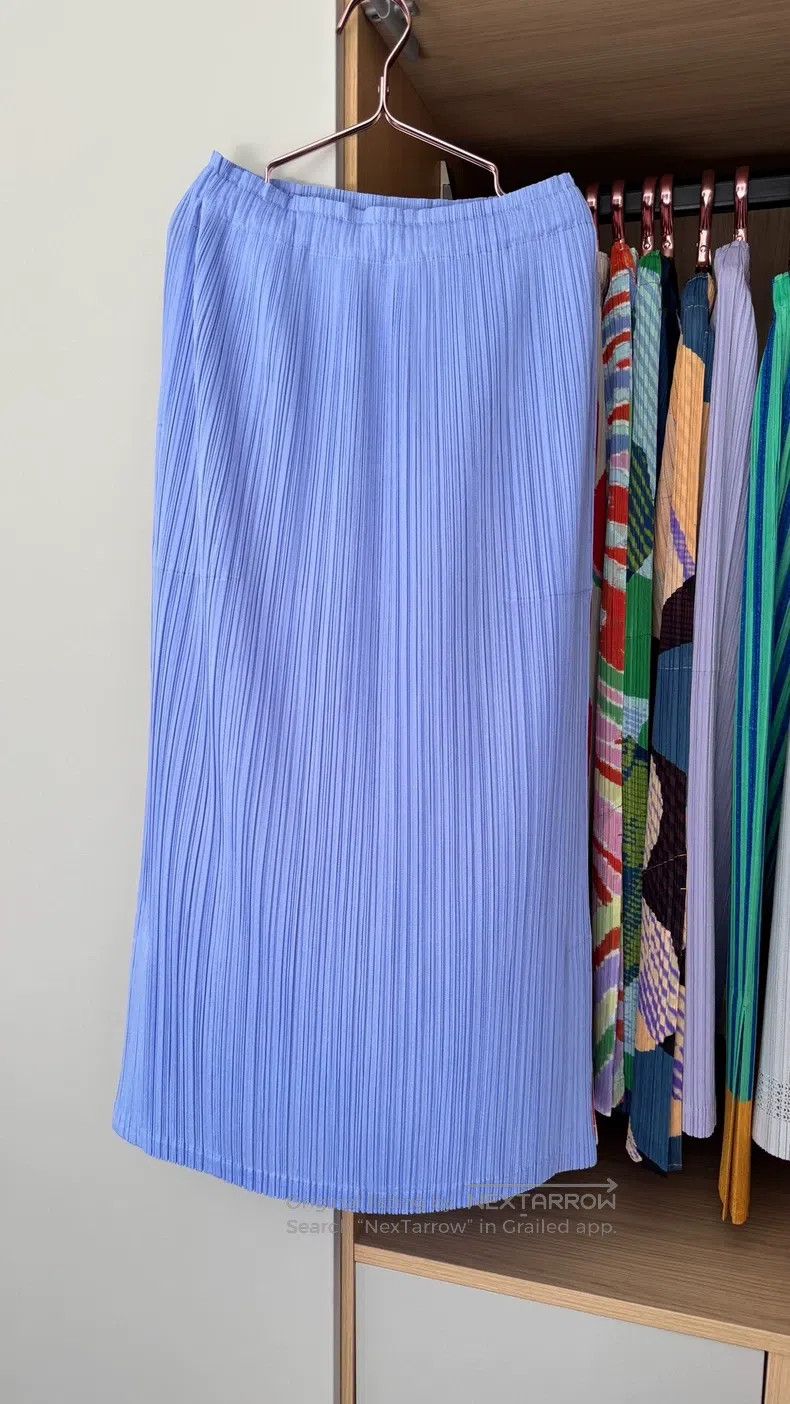 Issey Miyake Issey Miyake Blue Purple Side Slit Midi Skirt Size 25" / US 0 / IT 36 - 1 Thumbnail