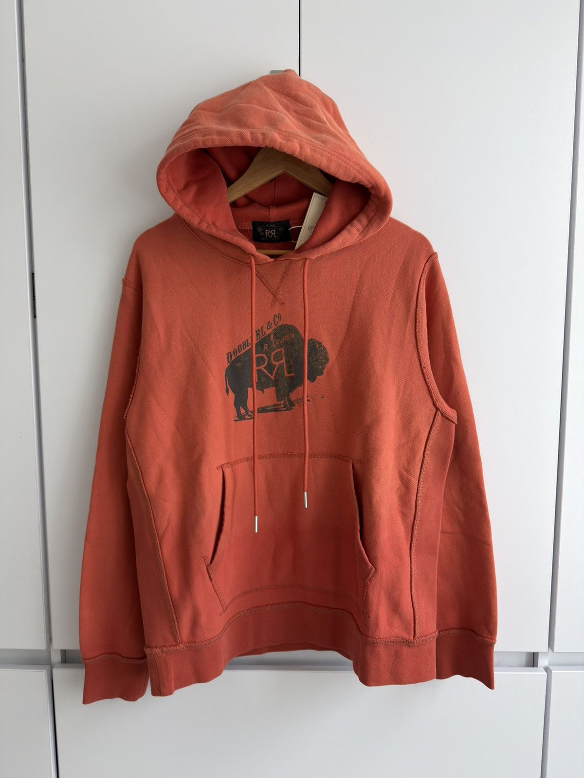 RRL Double RL Ralph Lauren Buffalo Logo Hoodie Orange L