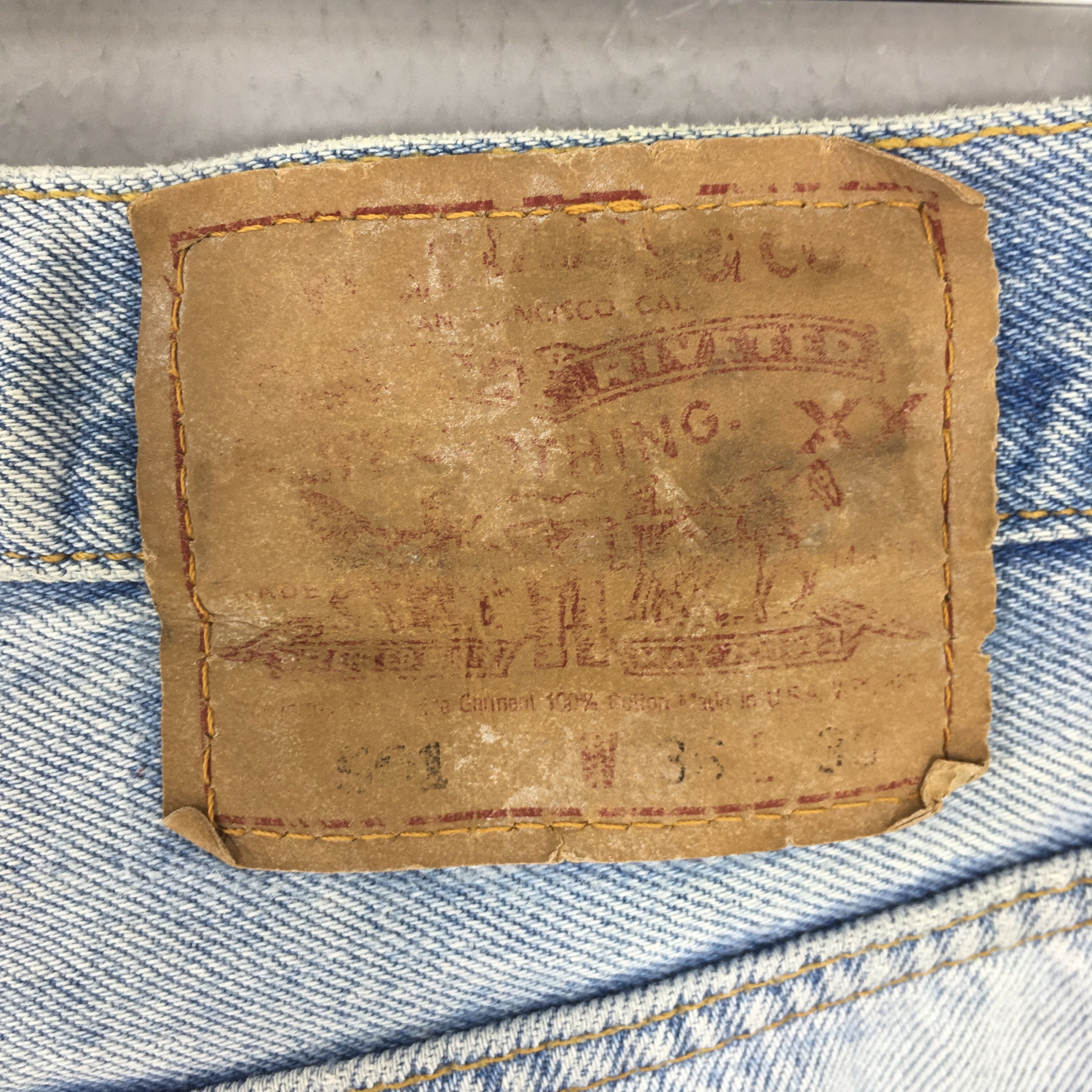 Size 34x29 Vintage 90s Levi's 501 Faded Pale Blue Jeans
